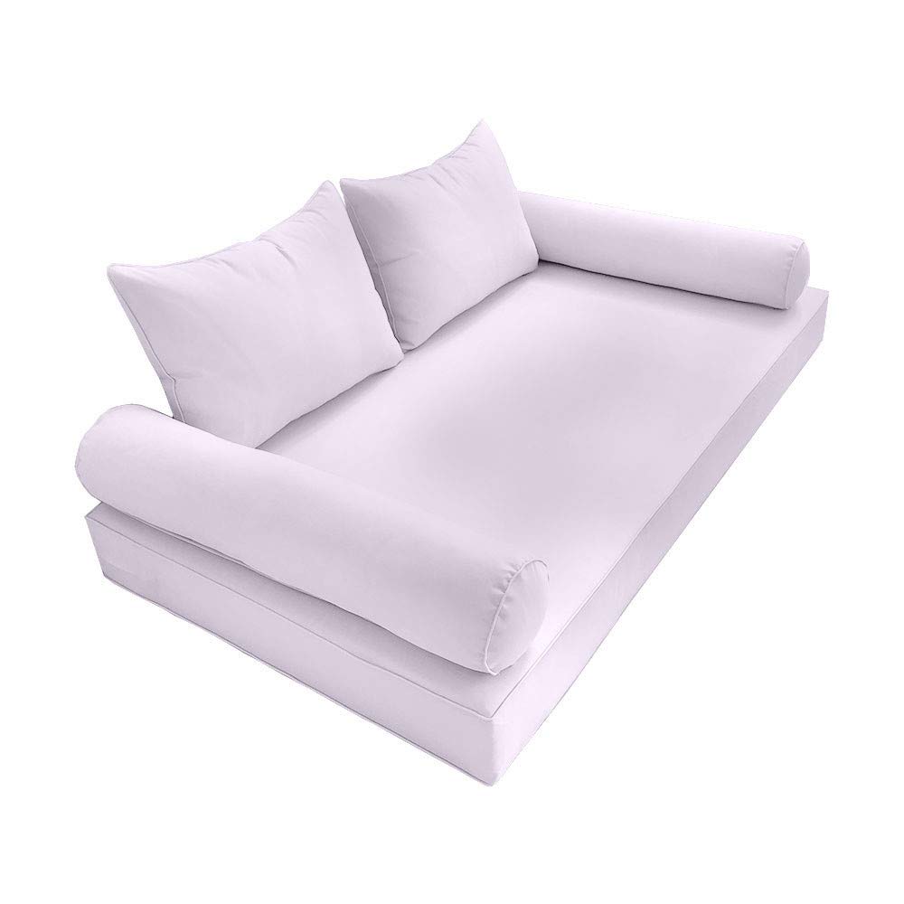 Prolinemax 5-Piece Crib Size Outdoor Daybed Set - Waterproof Mattress Cover, Bolster Pillow & Fitted Sheet (Style 4 AD107) for Patio, Poolside & Garden Relaxation