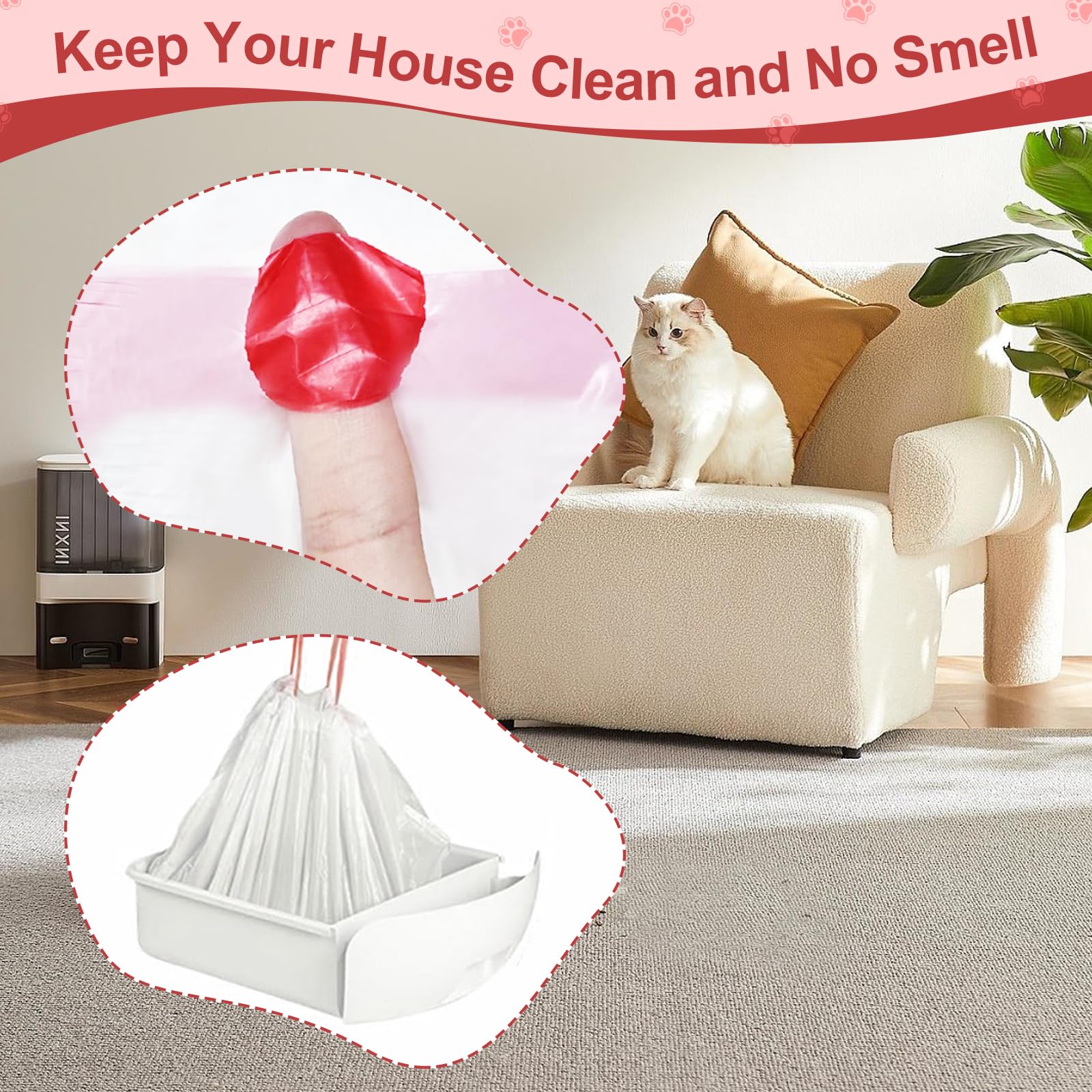 Premium Cat Litter Box Liners 120 Count - Extra Thick Leak-Proof Waste Bags for Cleanpethome Self-Cleaning Litter Box | Heavy Duty Disposable Liners for Automatic Cat Toilets & Home Trash Use | Perfect for Multi-Cat Households & Odor Control