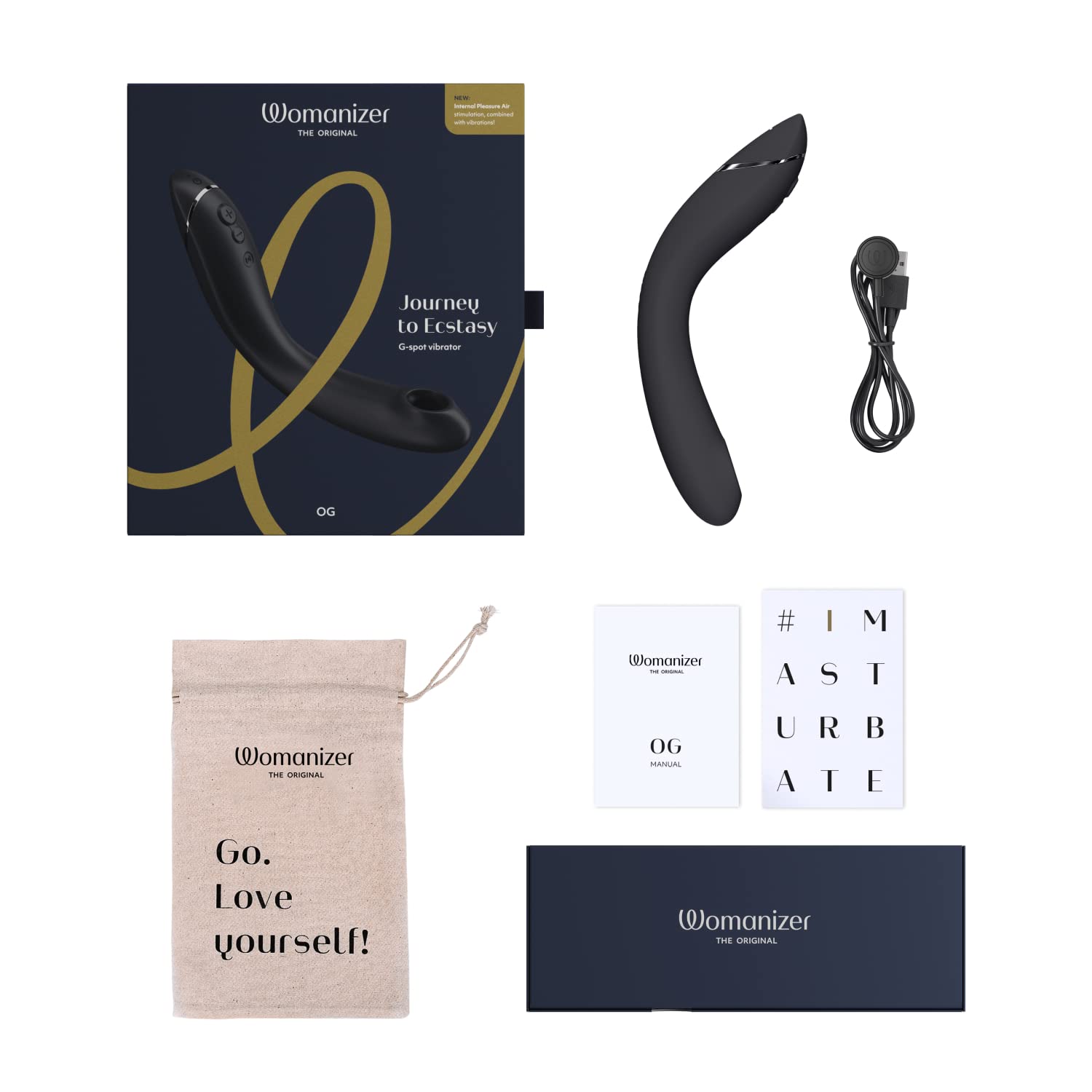 Womanizer OG G Spot Vibrator - 12 Intensity Levels & Pleasure Air Technology for Women | Flexible G-Spot Stimulator & Personal Massager | Perfect for Solo Play, Couples & Sensual Exploration (Slate)