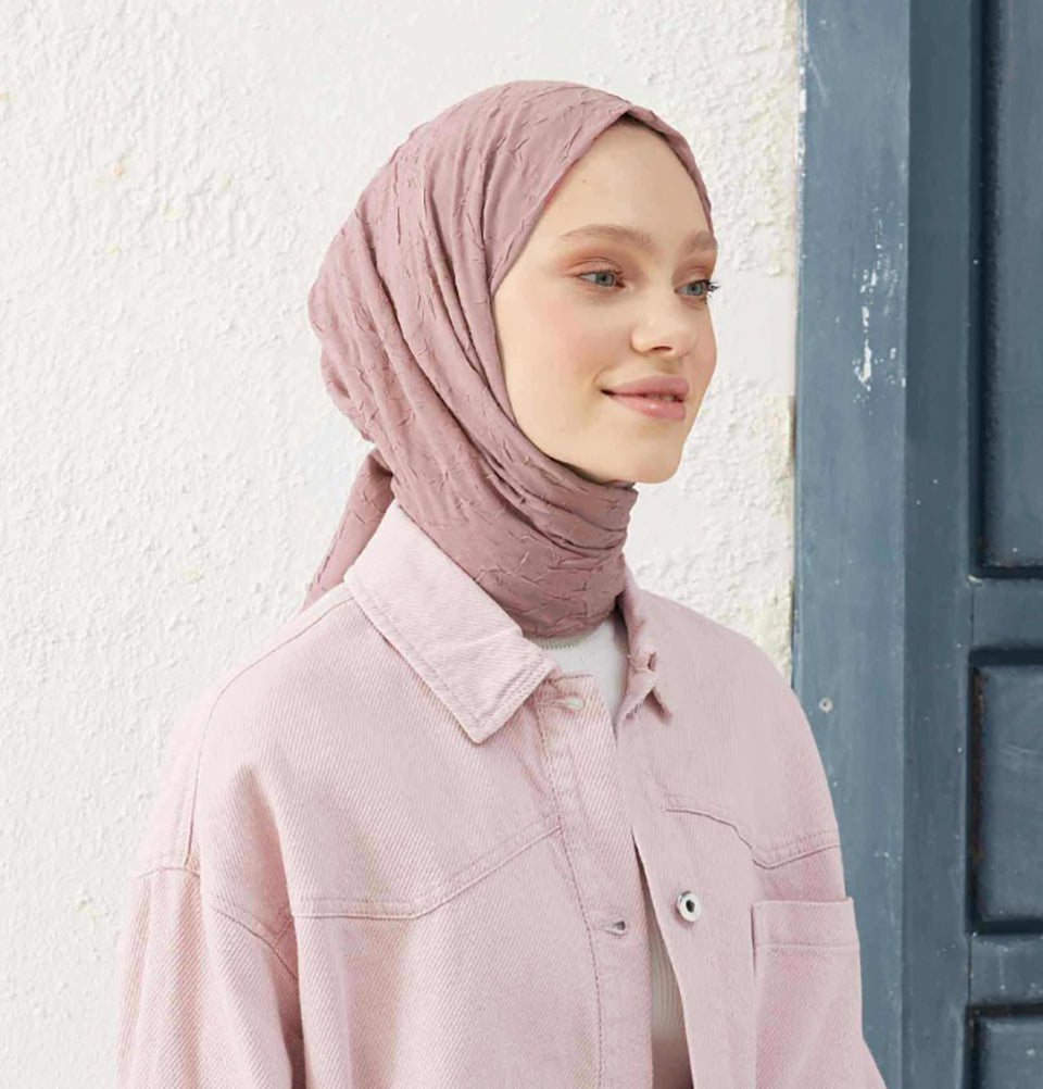 Breathable Bamboo Viscose Summer Hijab Shawl - Soft Muted Pink Scarf for Women | Perfect for Beach, Travel & Daily Wear