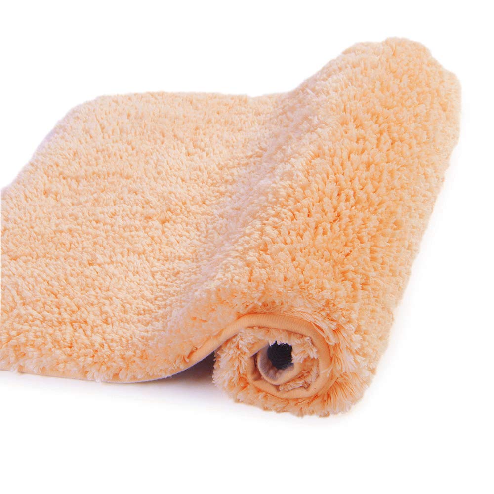 Walensee Extra Soft & Absorbent Shaggy Bathroom Rug (24x40 Inches, Peach) - Non-Slip Luxury Microfiber Bath Mat for Bathroom, Machine Washable - Perfect for Bathroom, Shower, and Vanity Areas