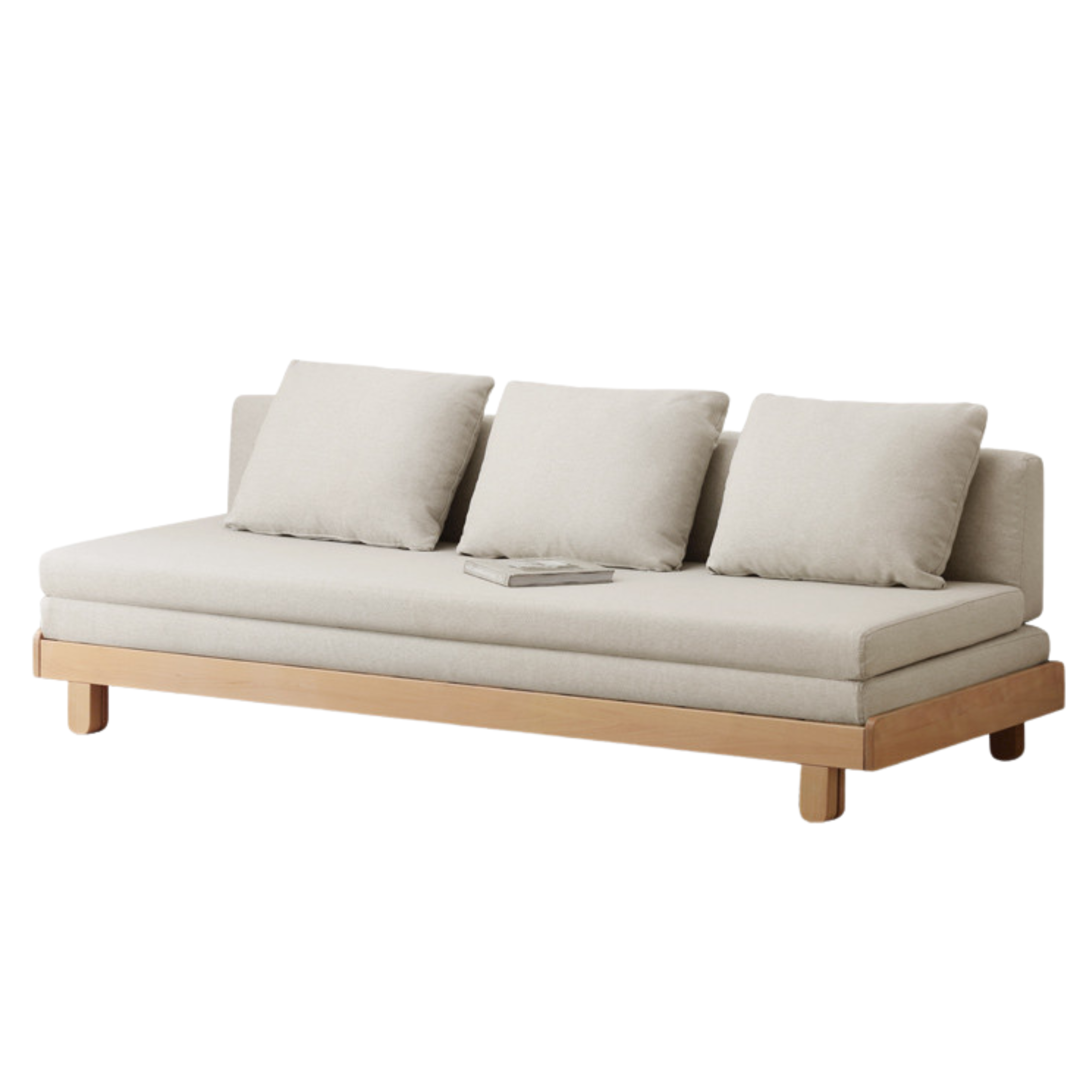 Solid Oak & Beech Wood Sofa Bed - Convertible Sleeper Sofa for Small Spaces, Guest Room & Living Room Furniture - Durable & Stylish Modern Design