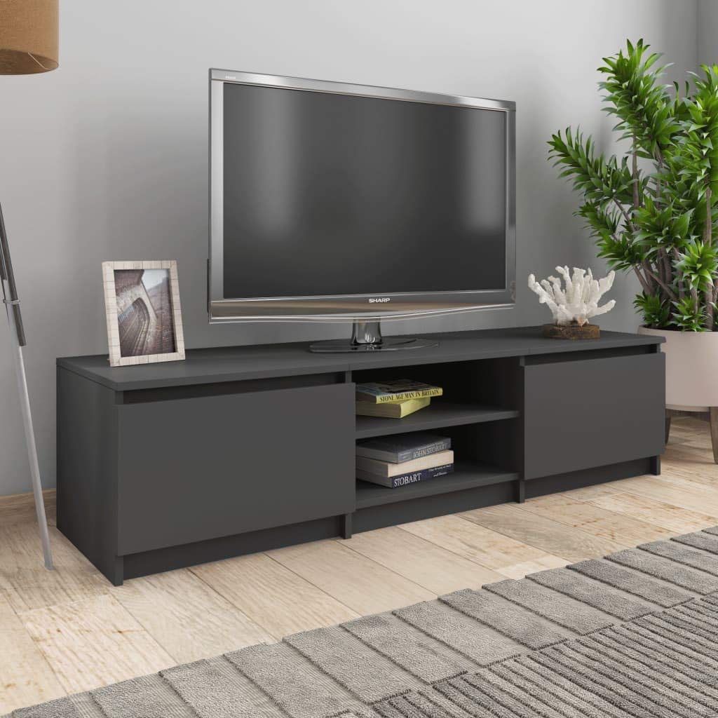 Modern TV Stand for 65-Inch TVs with Storage - Entertainment Center Media Cabinet with Open Shelves & Doors - Classic TV Console for Living Room & Bedroom - Gray (55.1