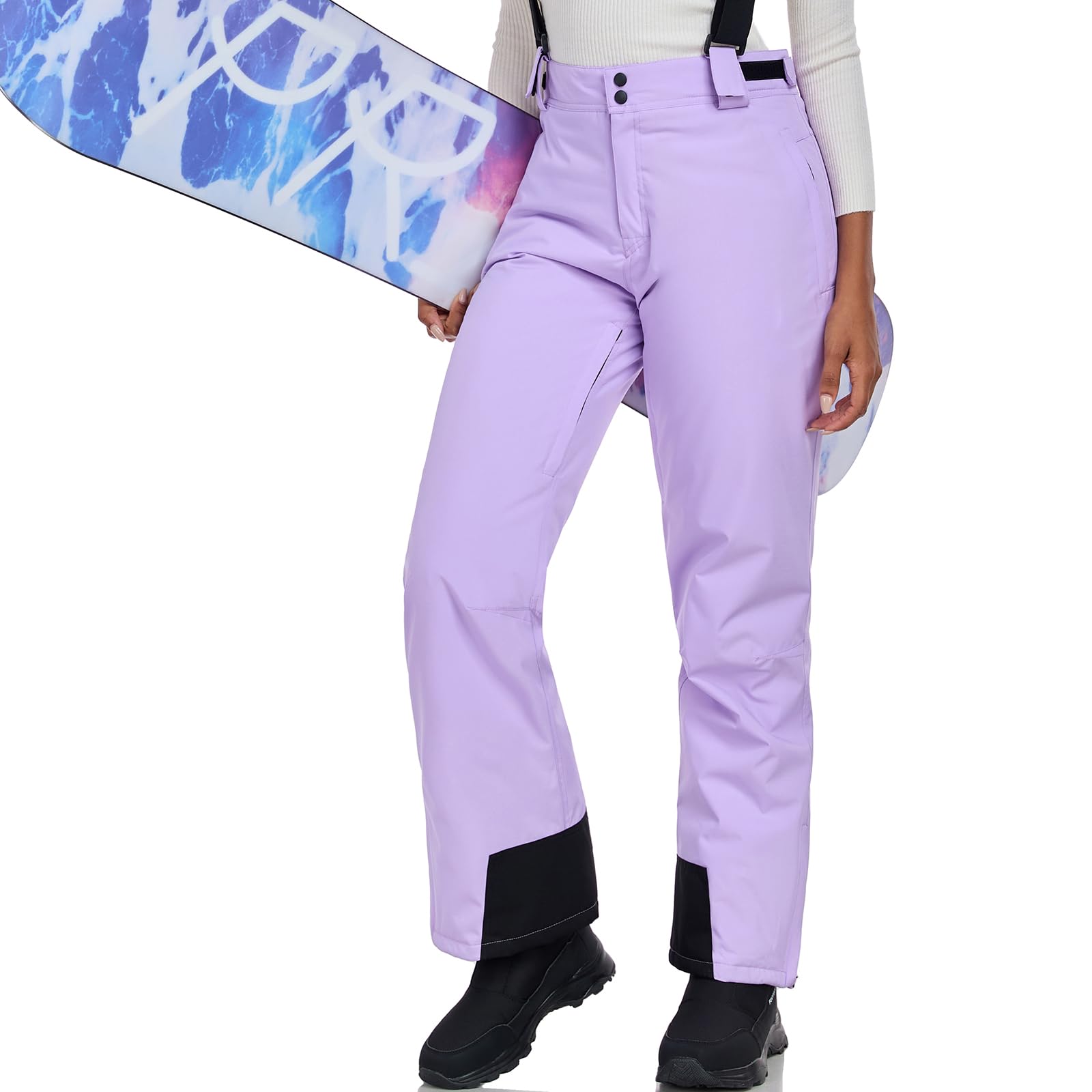 Women's Insulated Waterproof Snow Ski Pants - Winter Warm Snowboard Bib Pants with Detachable Suspenders for Outdoor Skiing & Snowboarding Adventures