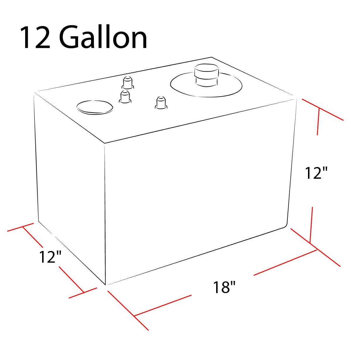 DNA MOTORING 12 Gallon Aluminum Fuel Cell Gas Tank - Top Feed, 18