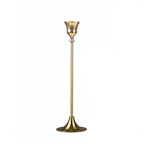 Antique Brass Single Head Candlestick Holder - Large Size Vintage Candle Holder for Home Decor, Wedding Centerpiece, Romantic Dinner Table Setting, Restaurant Decoration & Candlelight Events