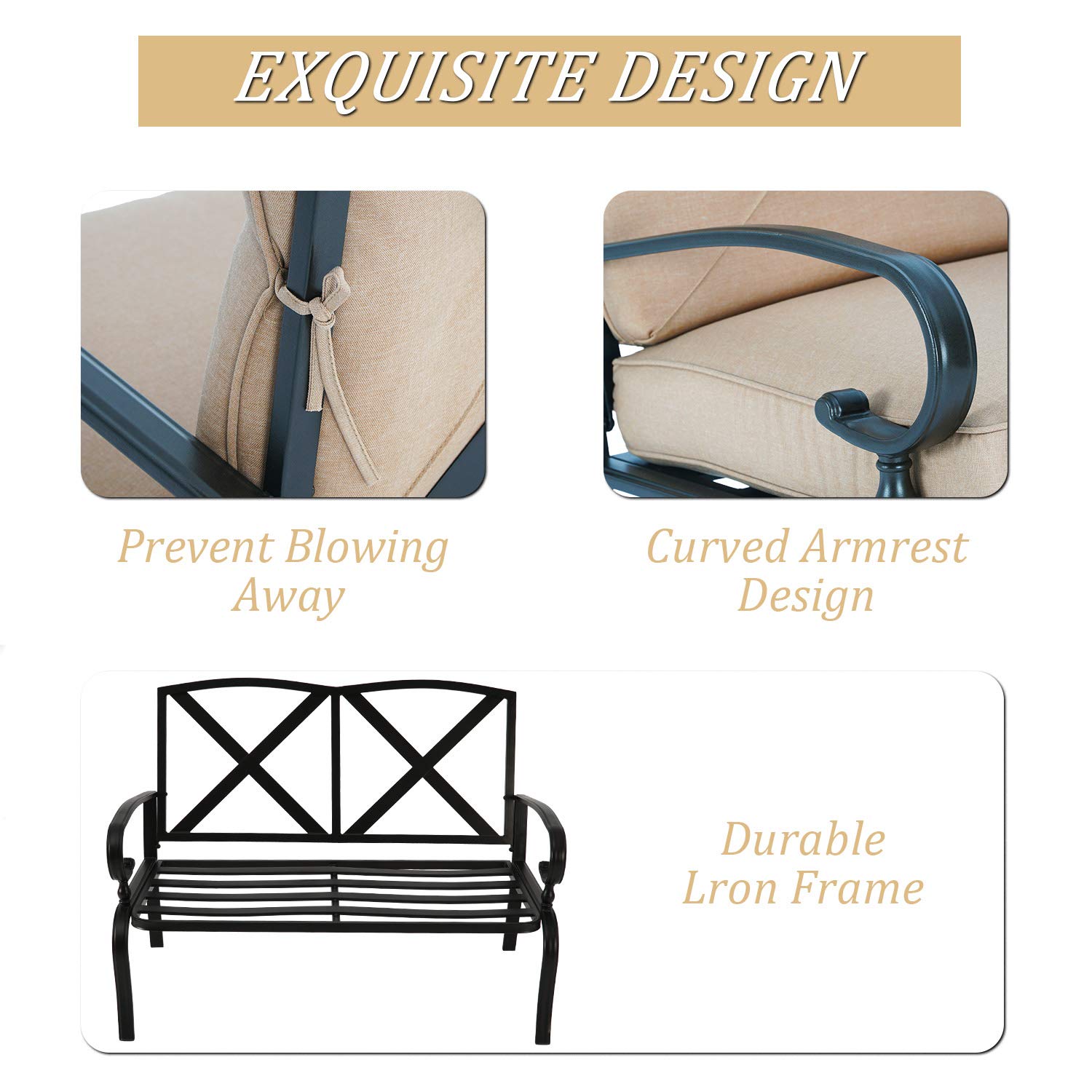 SUNCROWN 2-Piece Outdoor Patio Loveseat Set with Thick Cushions & Coffee Table - Steel Frame Bench for Garden, Balcony, Backyard (Brown) - Perfect for Relaxing, Entertaining, and Enjoying Outdoor Spaces