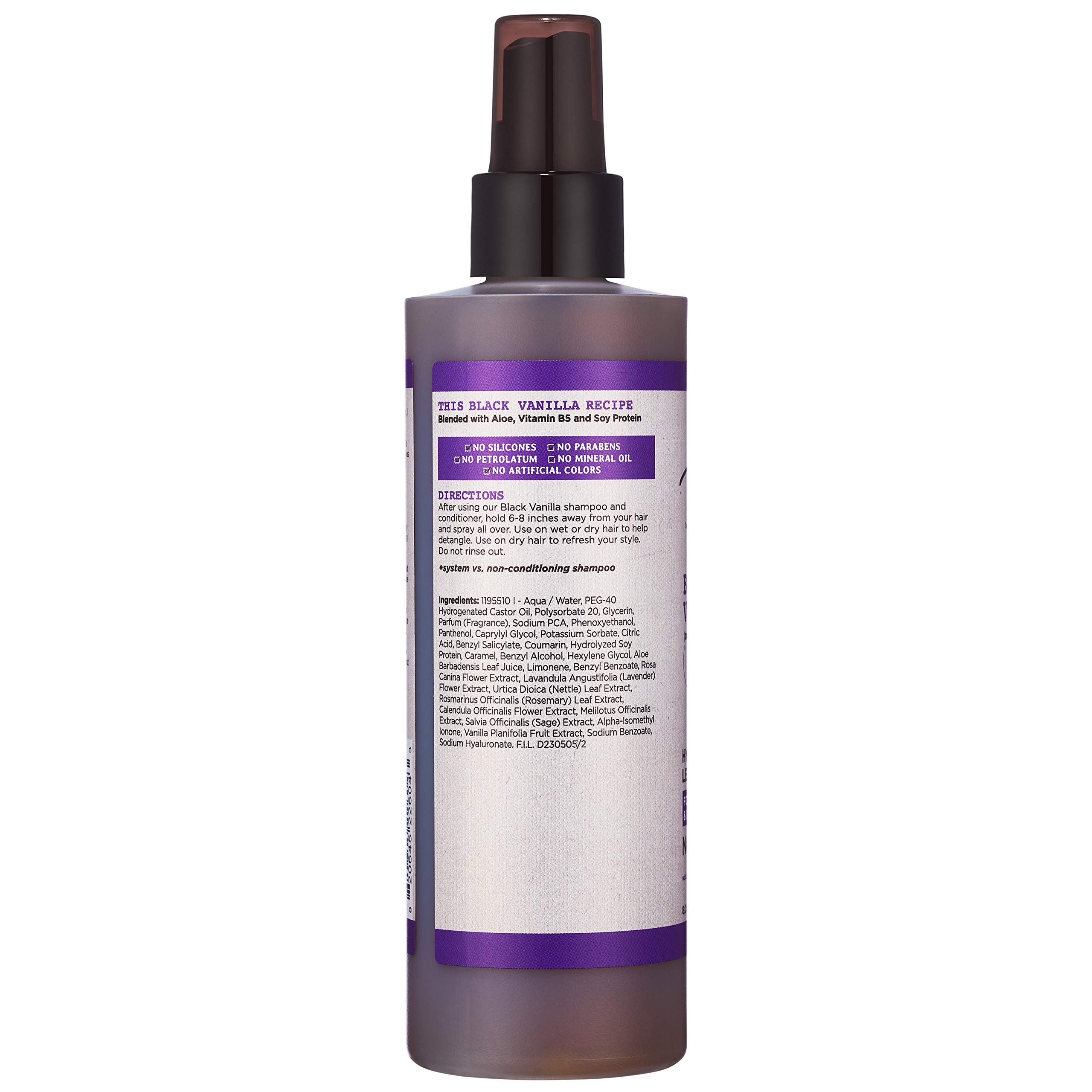 Carol’s Daughter Black Vanilla Sulfate-Free Hair Care Set - Hydrating Shampoo, Conditioner & Leave-In Spray for Dry, Damaged, Natural Curly Hair - Infused with Shea Butter, Aloe & Rosemary - Perfect for Daily Moisturizing & Revitalizing Curls at Home or Salon