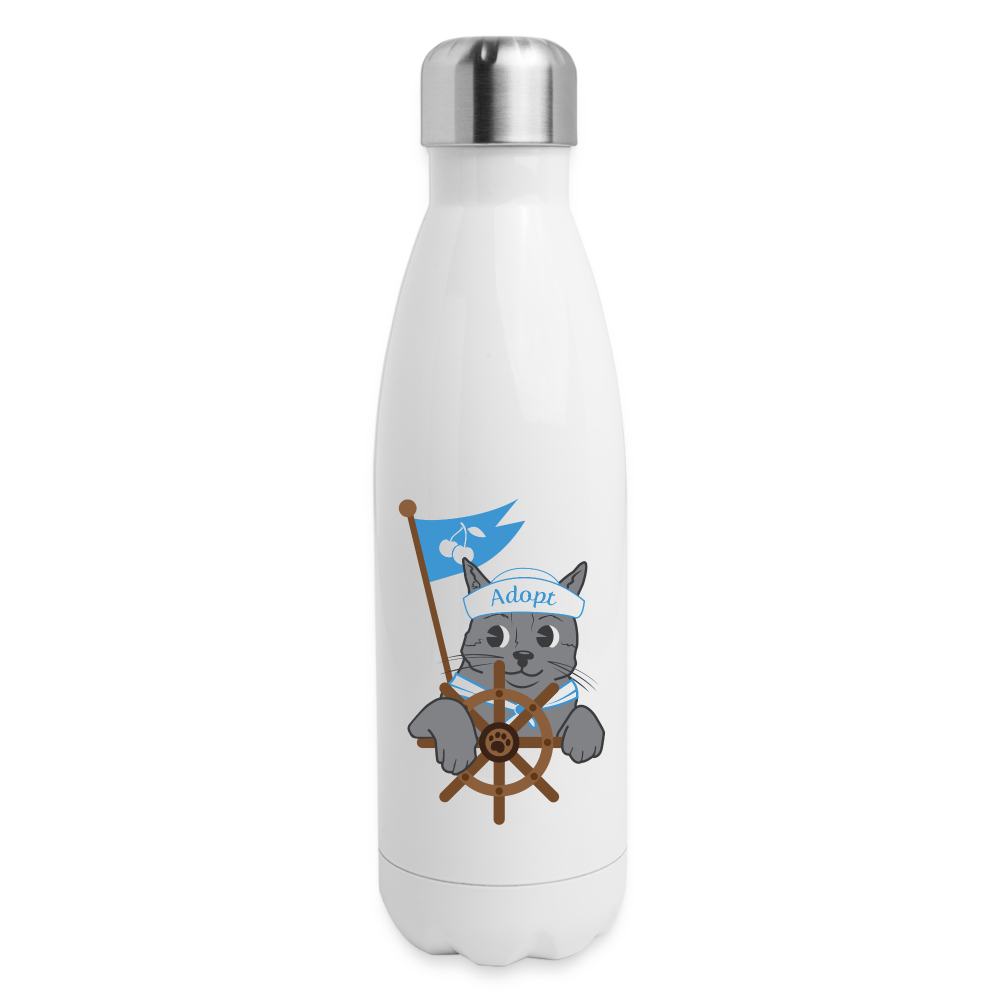 Door County Sailor Cat Insulated Stainless Steel Water Bottle - 18oz Leakproof Thermos for Hot & Cold Drinks - Perfect for Hiking, Gym, Office & Outdoor Adventures