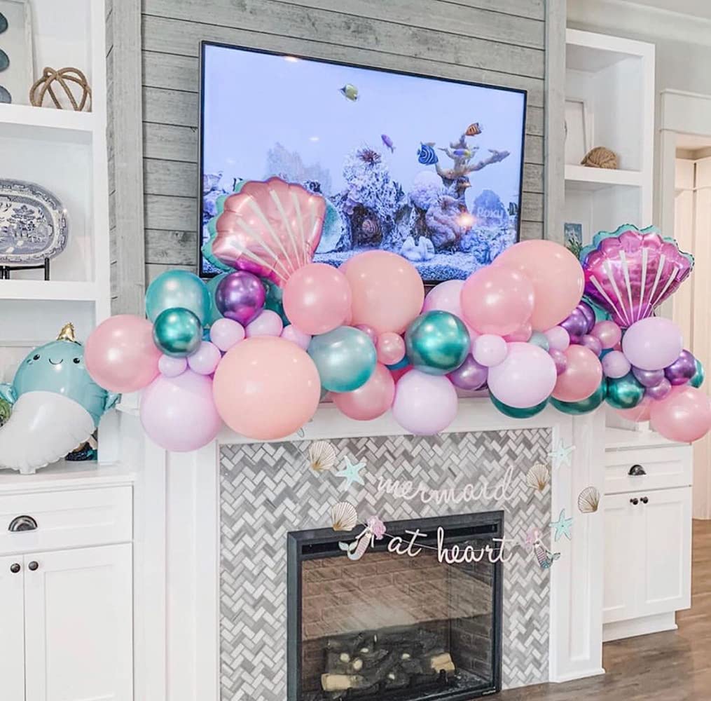 7pcs Mermaid Balloons Number 4 - 1st 2nd 3rd Birthday Party Decorations, Mermaid Tail Themed Party Supplies for Girls - Perfect for Birthday Celebrations, Baby Showers & Themed Events