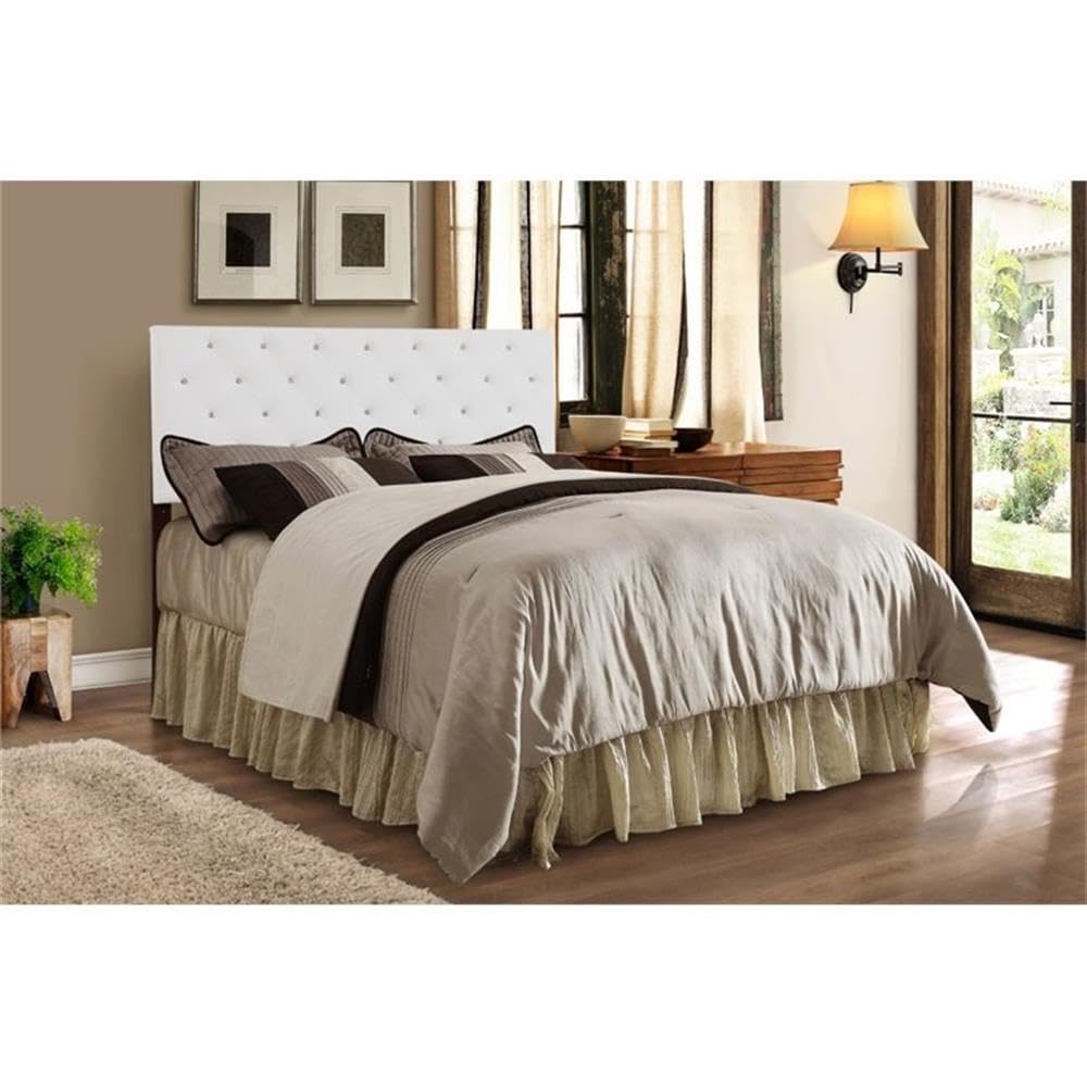 Glory Furniture Super Nova Faux Leather Upholstered Full Headboard in White - Modern Bed Frame Accent for Master Bedroom & Guest Room Decor