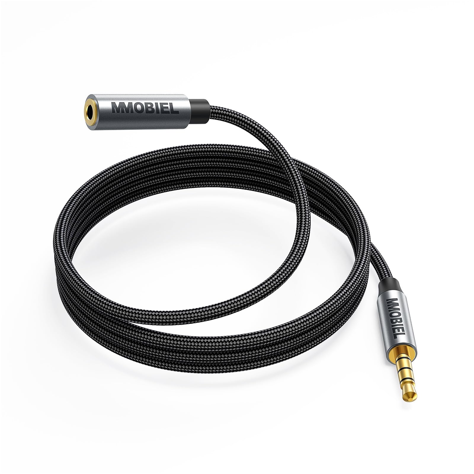 MMOBIEL 3.5mm Audio Male to Female Aux Extension Cable - 4-Pole TRRS Jack with Microphone Support - 1M/3.3ft for Headphones, Earphones, Smartphones - Perfect for Gaming Headsets, Car Audio, and Home Theater Systems
