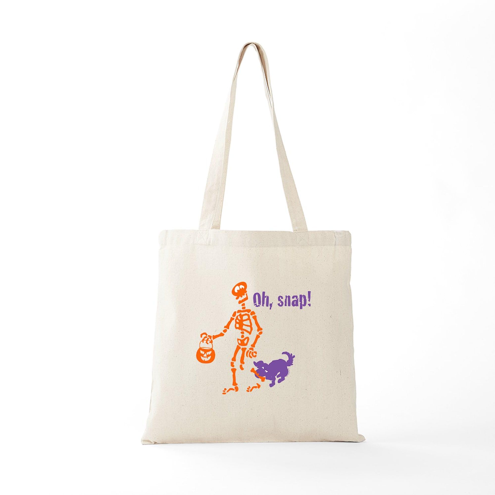 Eco-Friendly Oh, Snap Skeleton Canvas Tote Bag - Reusable Natural Shopping Bag for Groceries, Beach & Daily Use