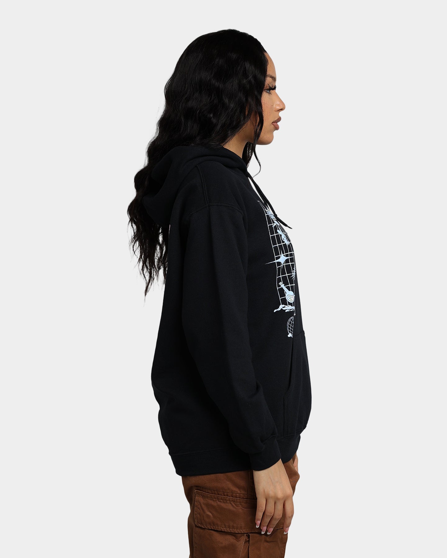 Powerpuff Girls Grid Logo Hoodie - Black Cotton Pullover Sweatshirt for Women & Men | Cartoon Graphic Streetwear | Perfect for Casual Wear, Cosplay & Gift Giving