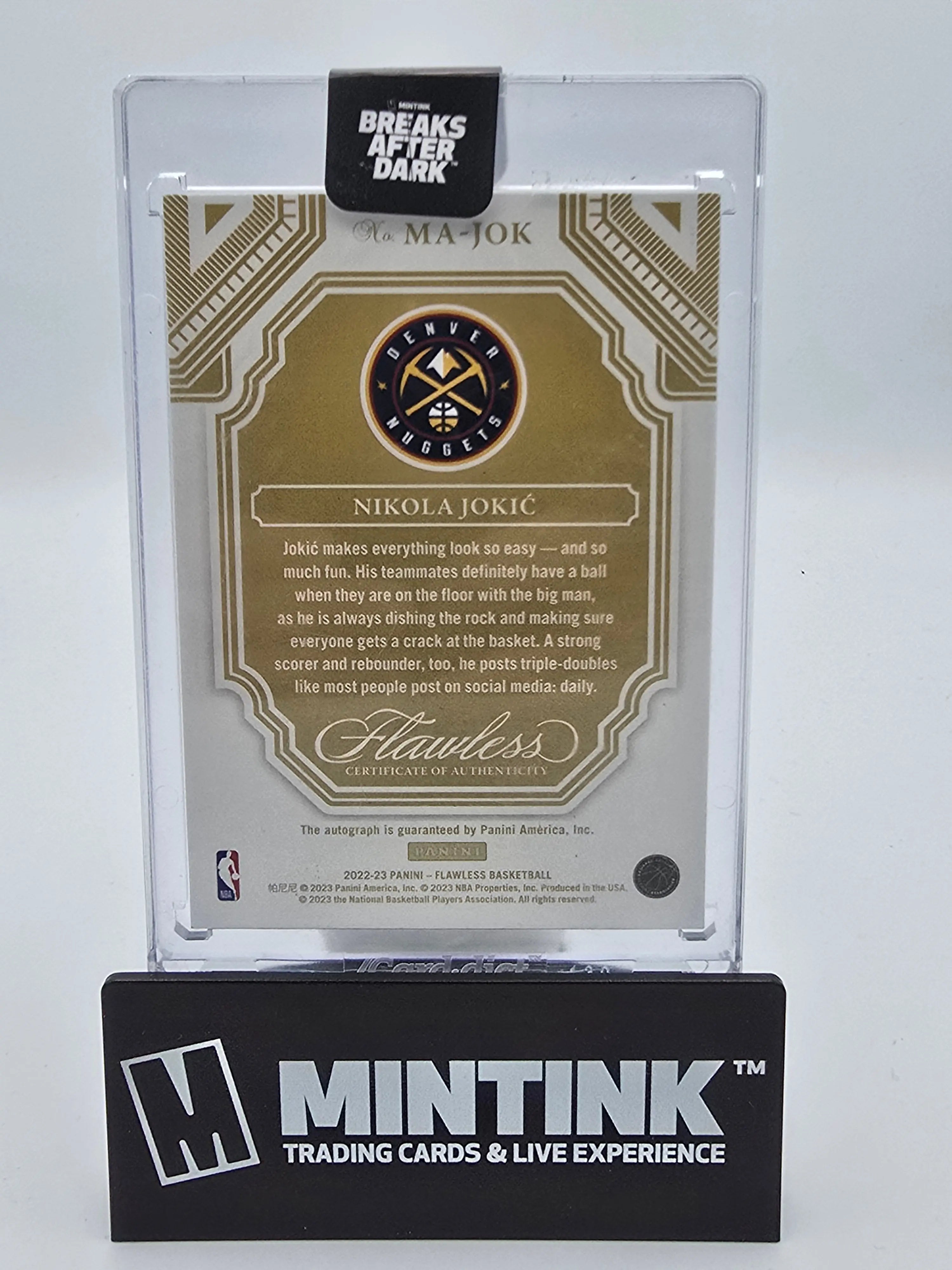 2022-23 Panini Flawless Basketball Nikola Jokic Emerald Momentous Auto 5/5 #MA JOK - Rare NBA Collectible for Sports Memorabilia & Investment