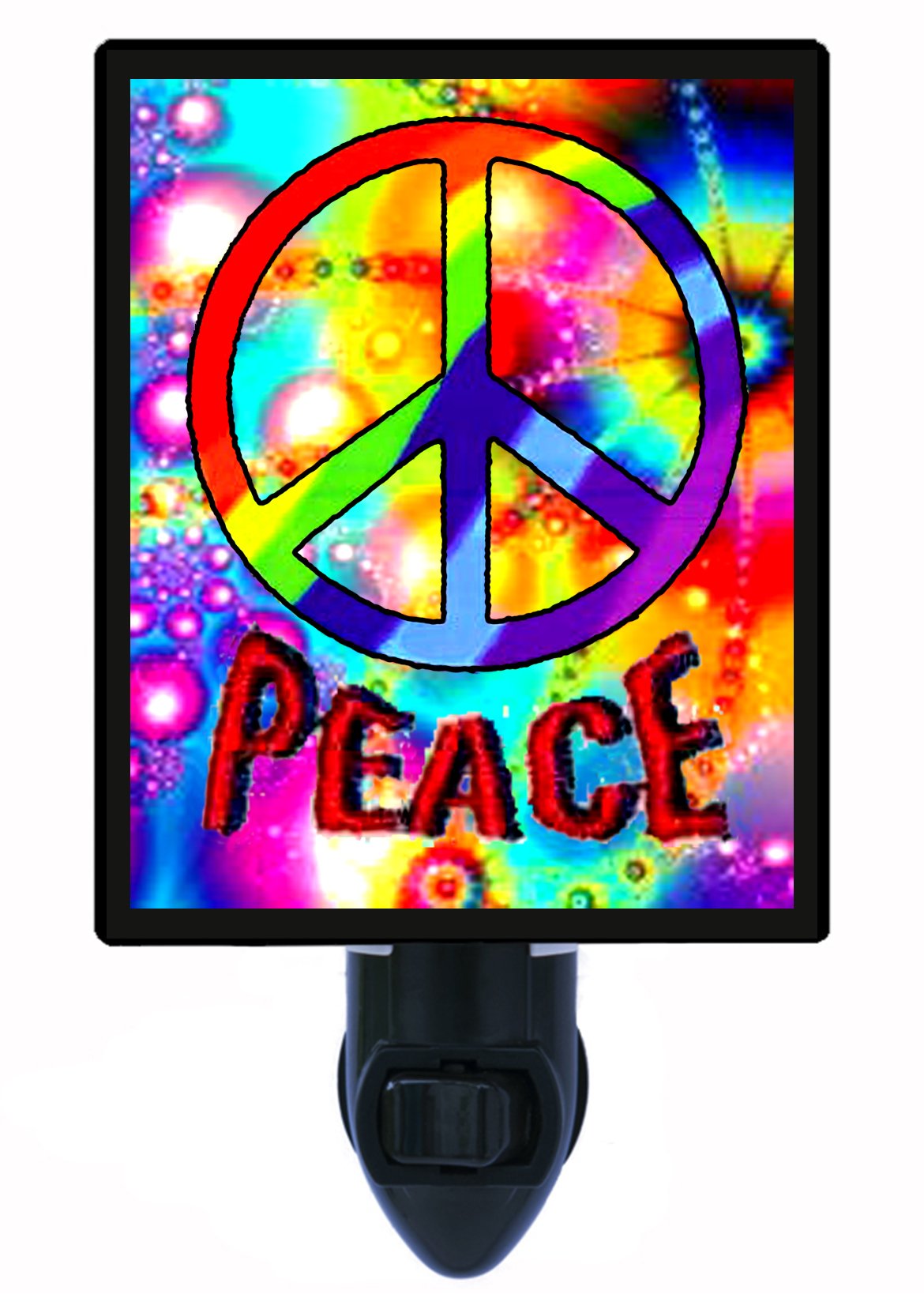Peace Sign Night Light - 60's Retro Symbol for Bedroom, Nursery, or Meditation Room - LED Plug-in Nightlight for Kids & Adults