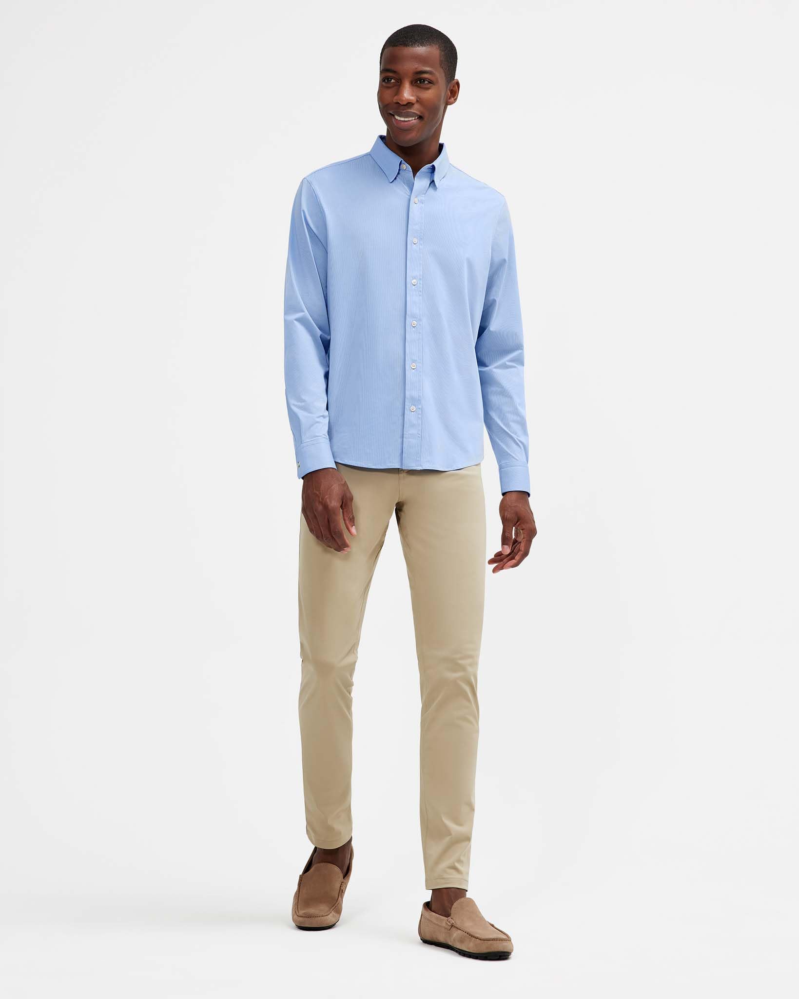 Rhone Men's Commuter Performance Dress Shirt - Wrinkle Resistant, Machine Washable Classic Fit for Office & Business Travel
