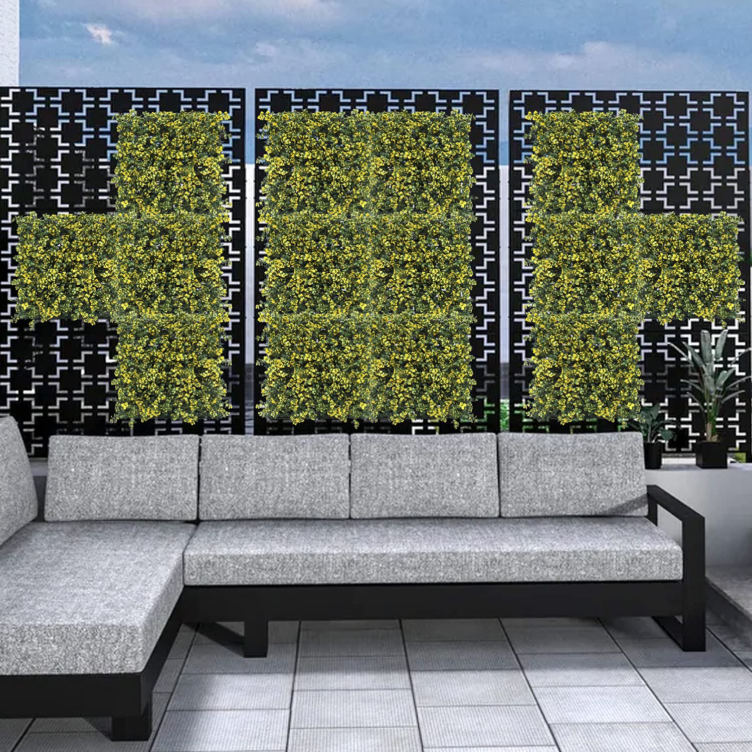 APICRED 11-Pack Artificial Boxwood Panels & Faux Ivy Privacy Fence - 20