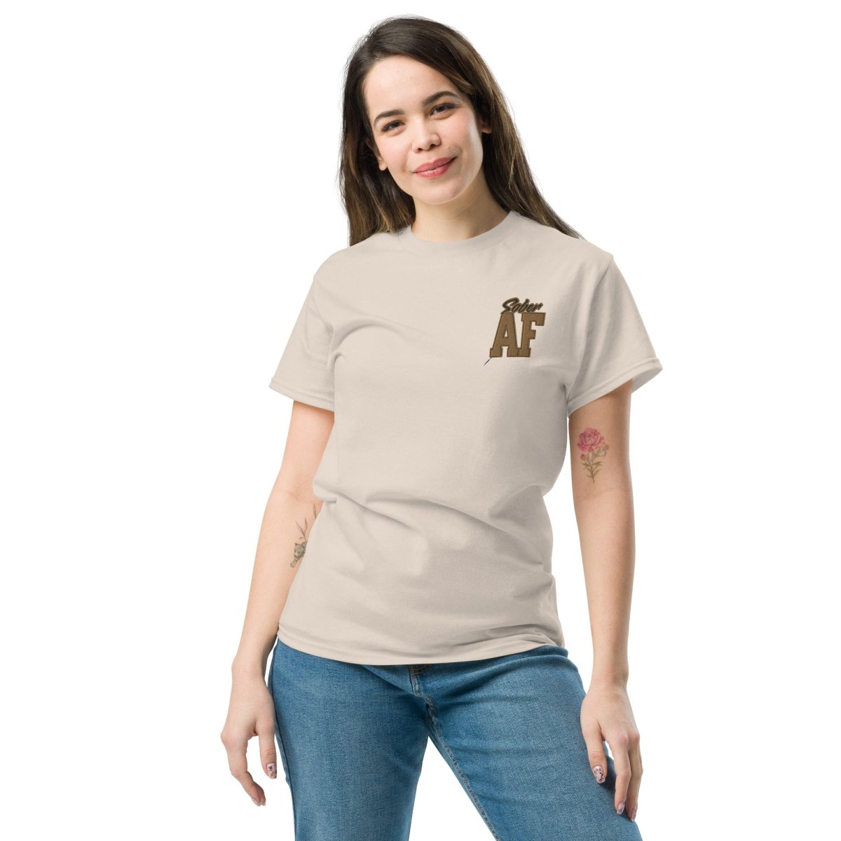 Sober AF Embroidered Unisex Classic T-Shirt - Comfortable Cotton Tee for Everyday Wear, Street Style & Casual Outfits