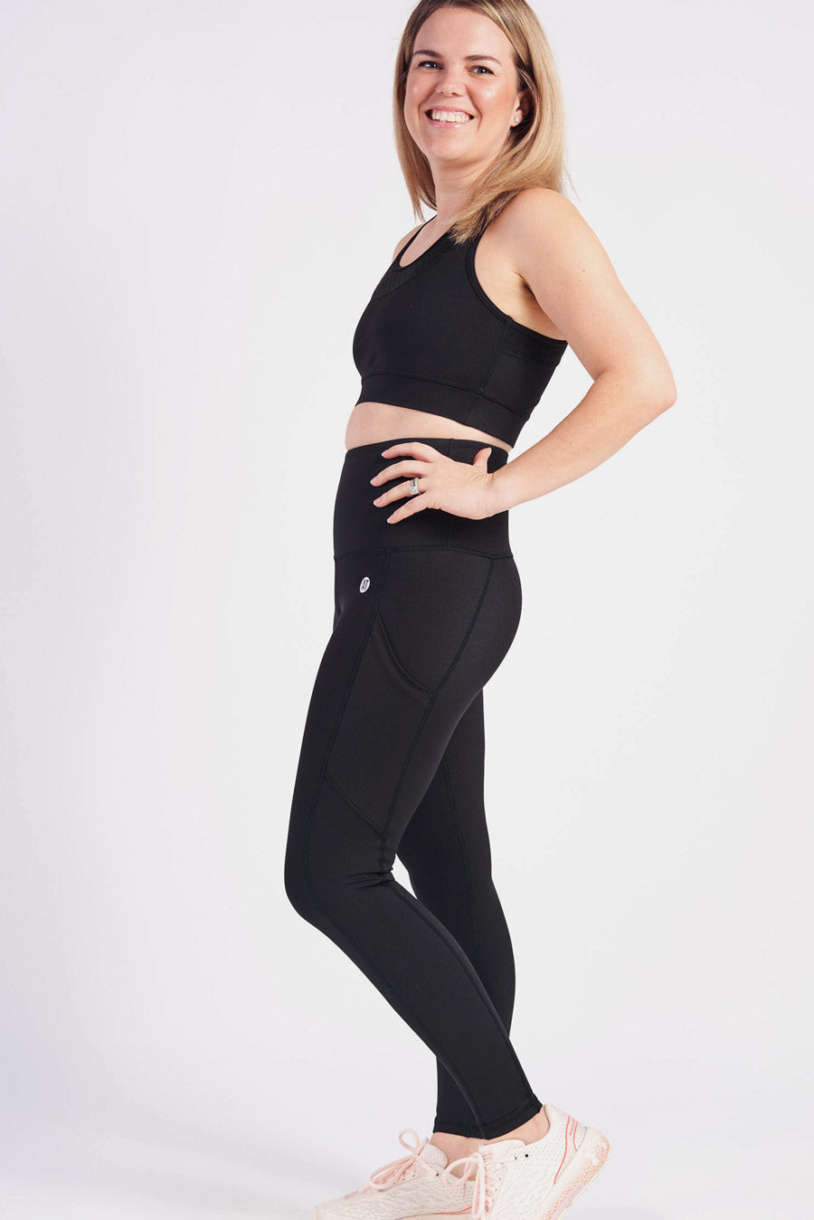 Petite Smart Pocket Full Length Tight - Black | Slimming Yoga Pants for Women | Perfect for Workouts, Running & Lounge Wear