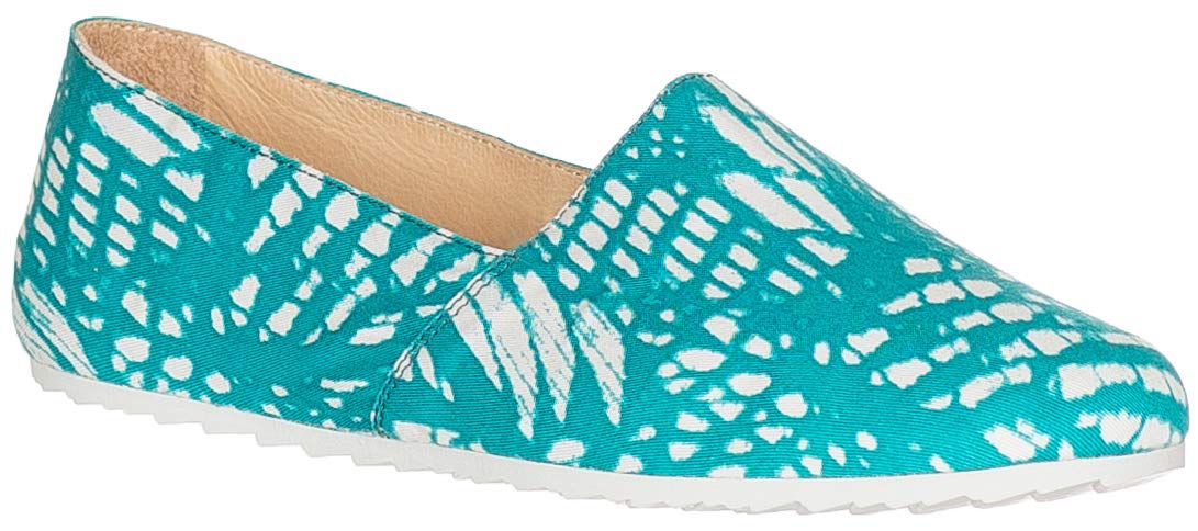 Maison Martin Margiela Women's Floral Print Canvas Slip-On Flats - Comfortable Casual Shoes for Women, Green, Size 7 | Perfect for Spring Outfits, Beach Walks & Everyday Wear