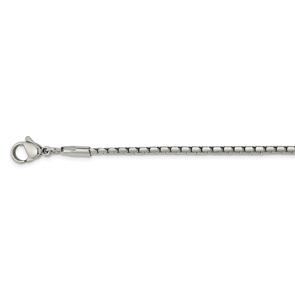 Premium 2.50mm Solid Stainless Steel Box Chain Necklace with Lobster Clasp - Durable Men's & Women's Jewelry for Everyday Wear, Gifts, and Special Occasions