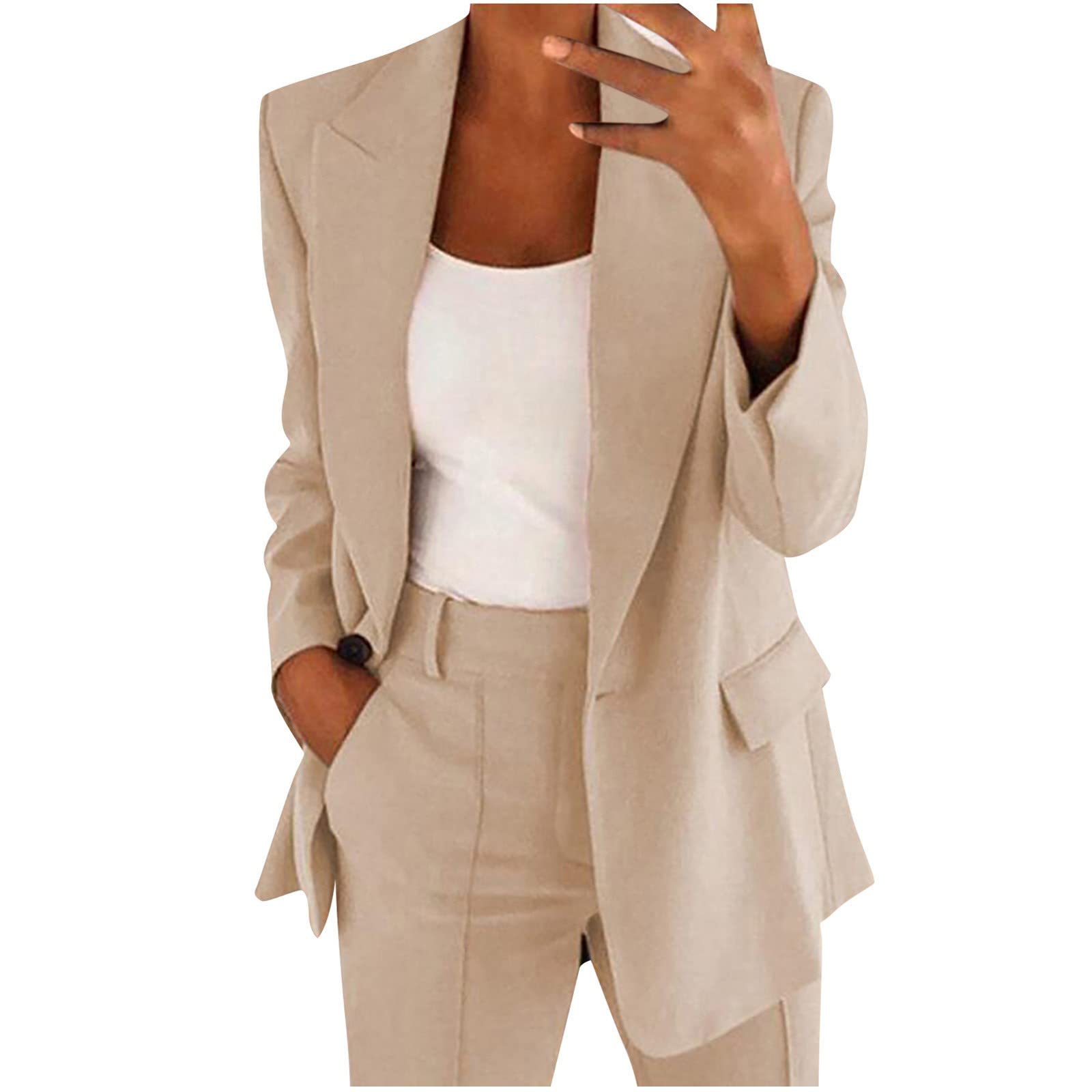 Stylish Women's 2-Piece Blazer Suit Set - Trendy Business Casual Outfit with Jacket & Pants for Office, Work & Fall Fashion | Lounge Wear for Women
