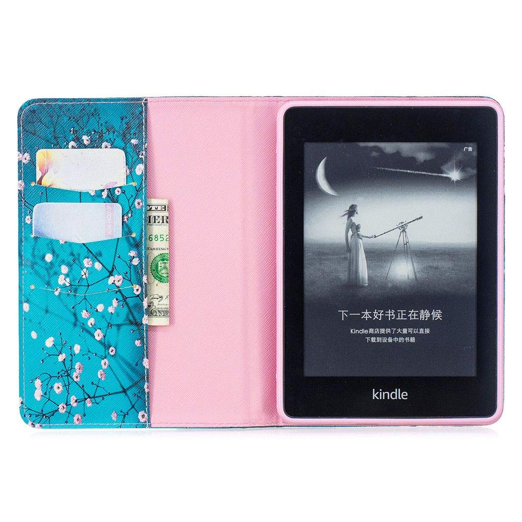 Premium PU Leather Flip Cover Case for Amazon Kindle Paperwhite 4 (2018 Release) - Soft Silicone Kickstand, Wallet & Card Pockets, Protective Shell with Stylish Patterns | Perfect for Reading, Traveling, and Daily Commute