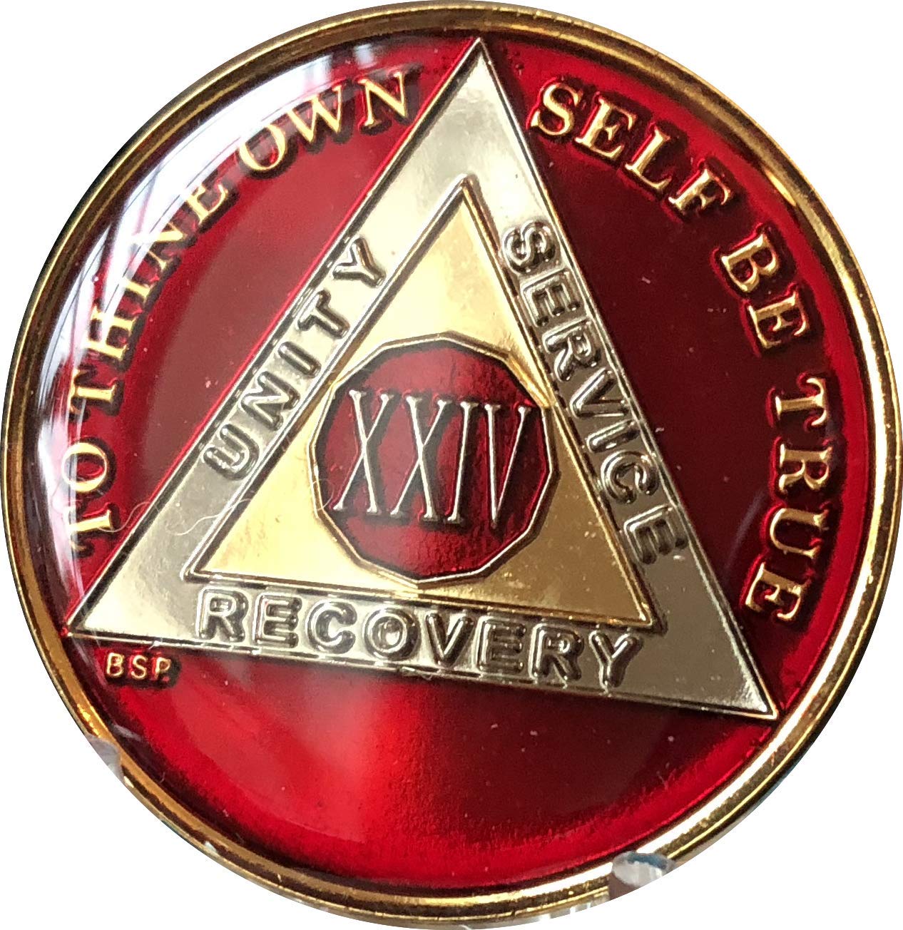 24 Year Mandarin Red Gold & Nickel Tri-Plate AA Medallion Chip - Premium Collectible Poker Chip for Casino Nights, Home Games & Gift Giving