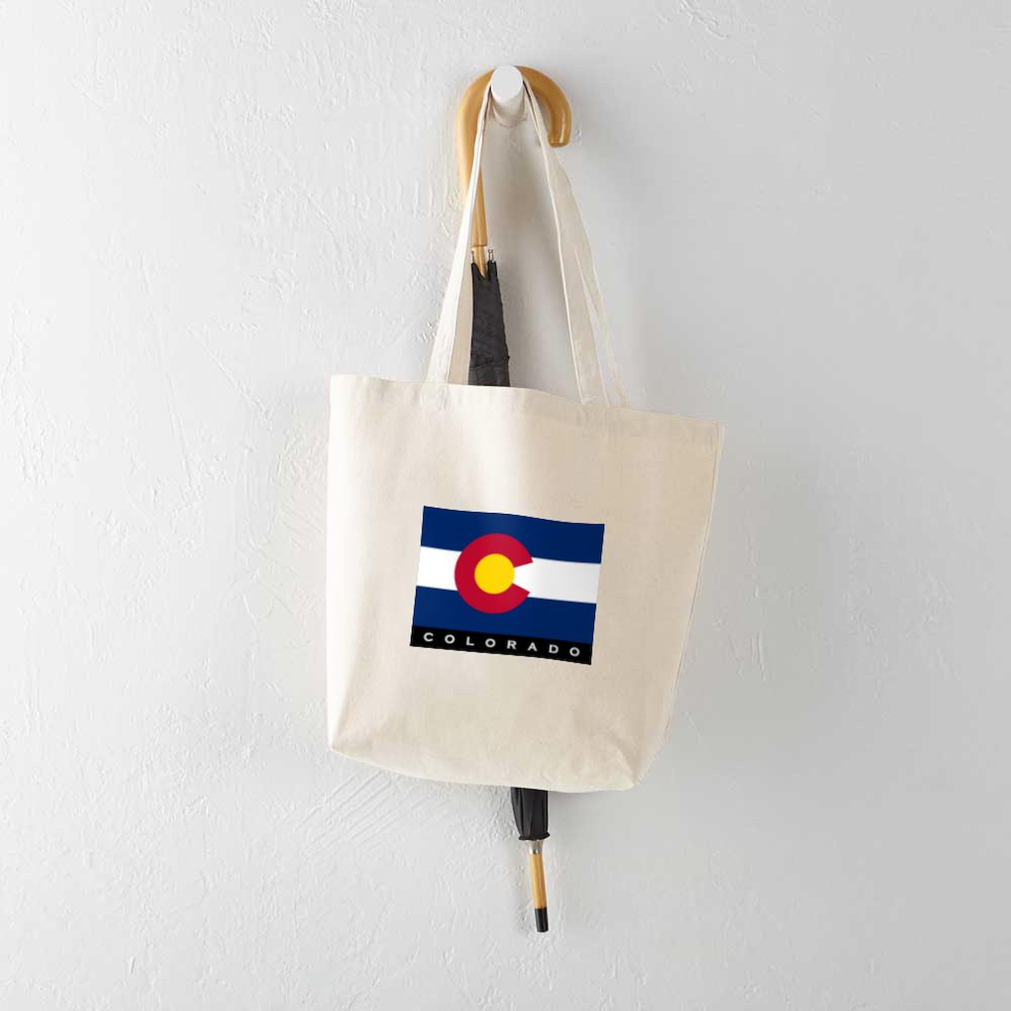 Colorado State Flag Tote Bag - Natural Canvas Reusable Shopping Bag for Groceries, Beach & Travel | Eco-Friendly Cotton Tote with Durable Handles