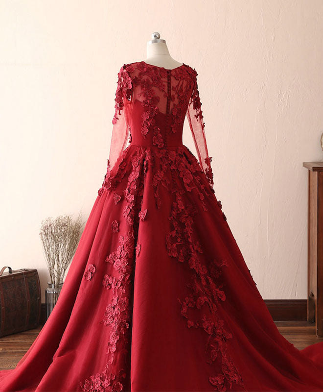 Elegant Burgundy Lace Satin Long Prom Dress for Women - Formal Evening Gown for Homecoming, Wedding, and Special Occasions