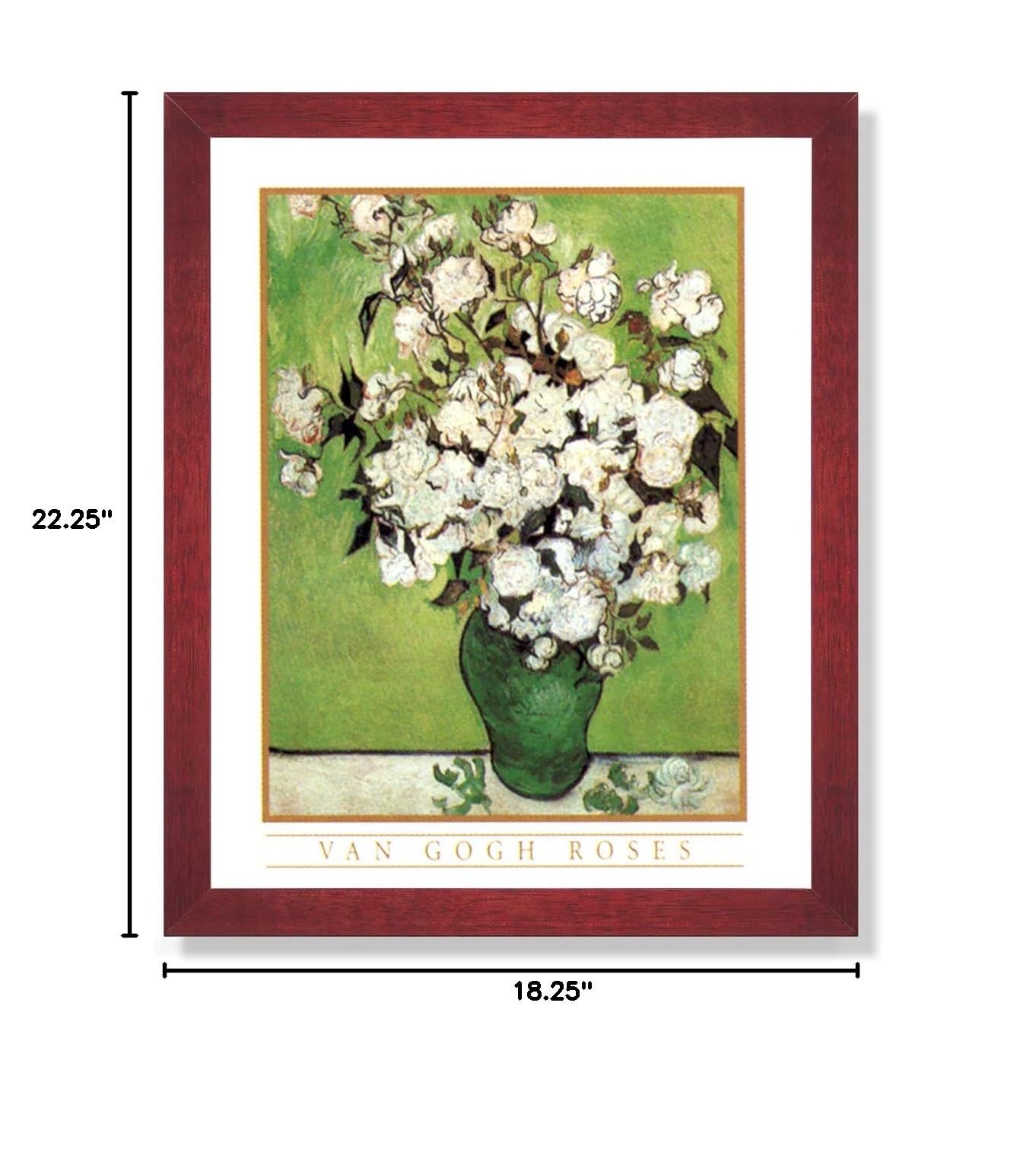 Vincent Van Gogh Roses in Vase Framed Art Print - Floral Oil Painting Reproduction for Home & Office Wall Decor