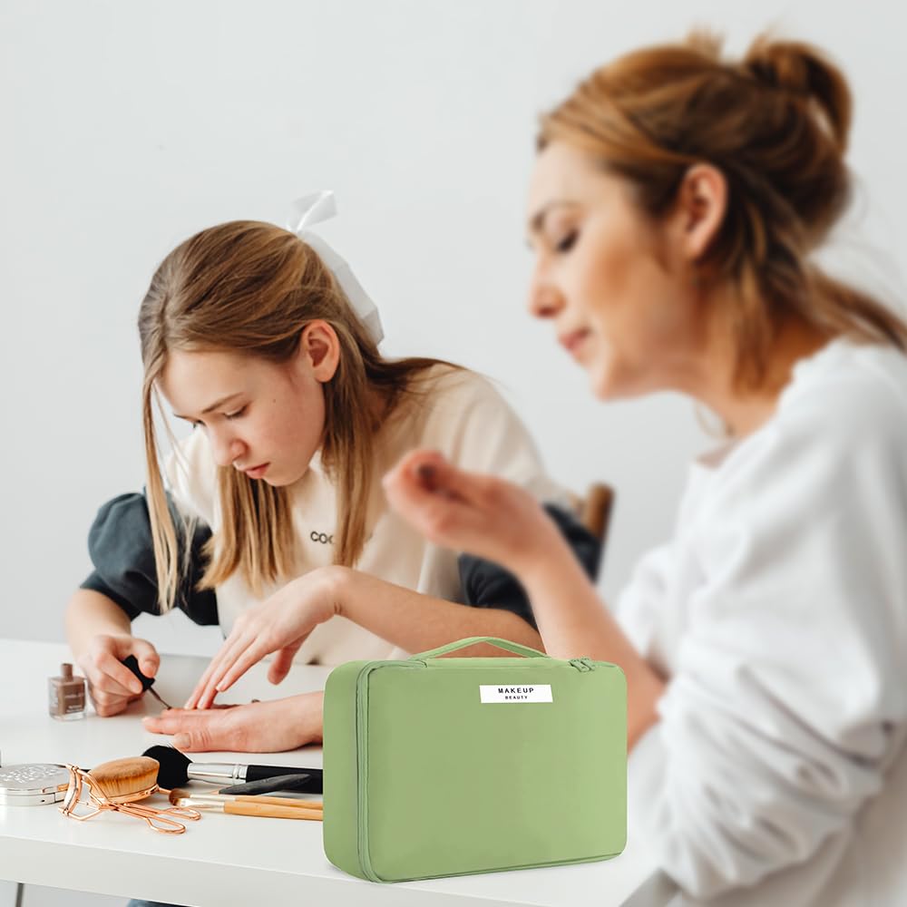 Large Capacity Cosmetic Travel Bag for Women - Multi-Pocket Makeup Organizer with Detachable Zipper Pouch | Portable Toiletry Bag for Travel, Gym & Daily Use | Perfect Gift for Women & Girls (Green)