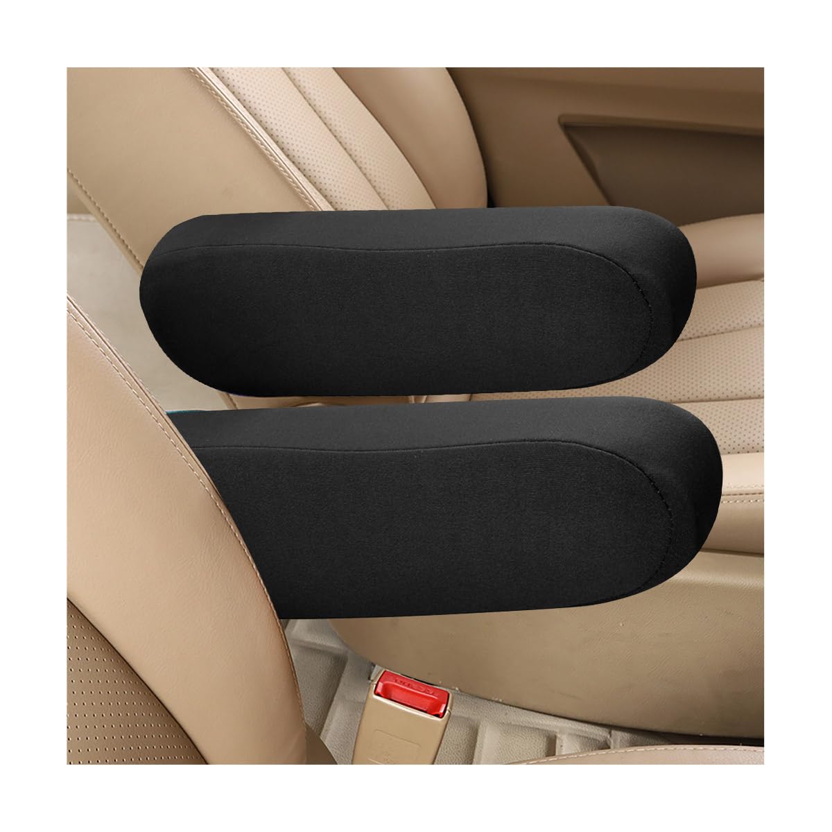2 PCS Universal Car Seat Armrest Covers - Elastic Fabric Protectors for SUV, Truck - Black