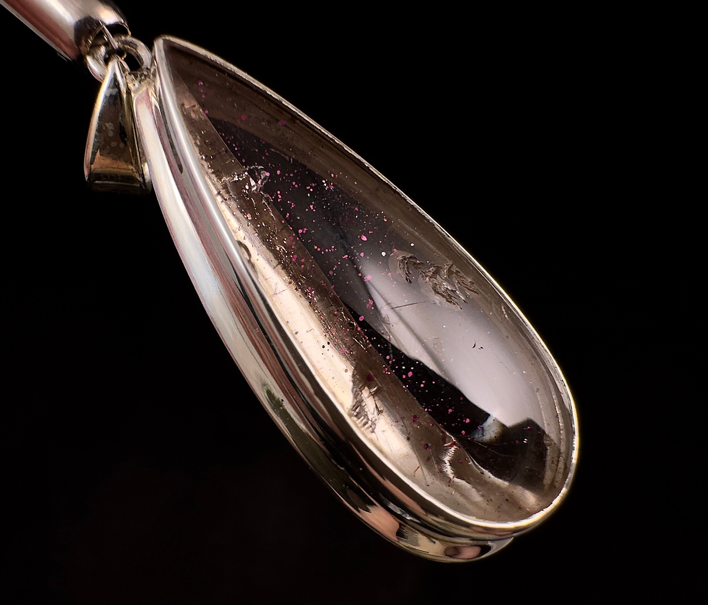 Rare Pink Fire Quartz Crystal Pendant - Covellite Gemstone in Sterling Silver Bezel Setting | Handcrafted Jewelry for Women, Gift for Her | Perfect for Special Occasions & Everyday Wear