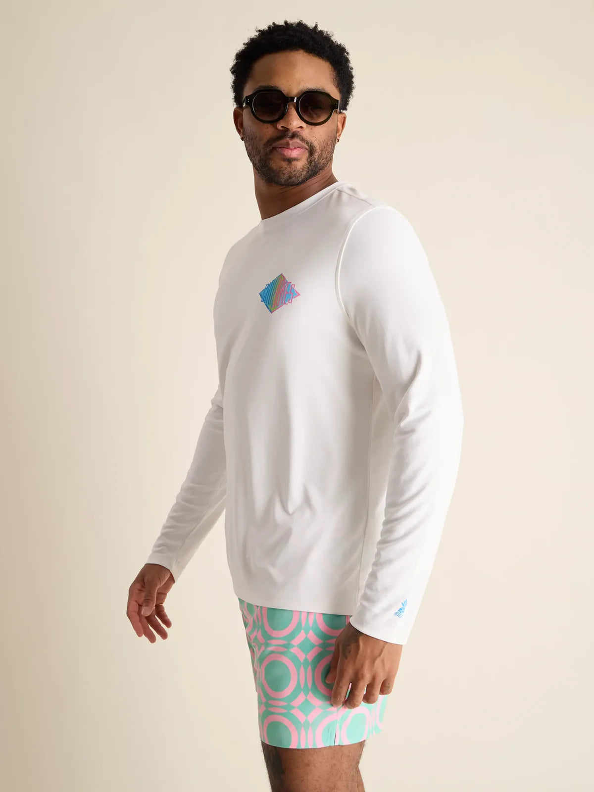 Chubbies Reflective Long Sleeve Sun Protection Crew Neck T-Shirt for Men - Pure White | UV Blocking Shirt for Outdoor Activities, Running & Hiking