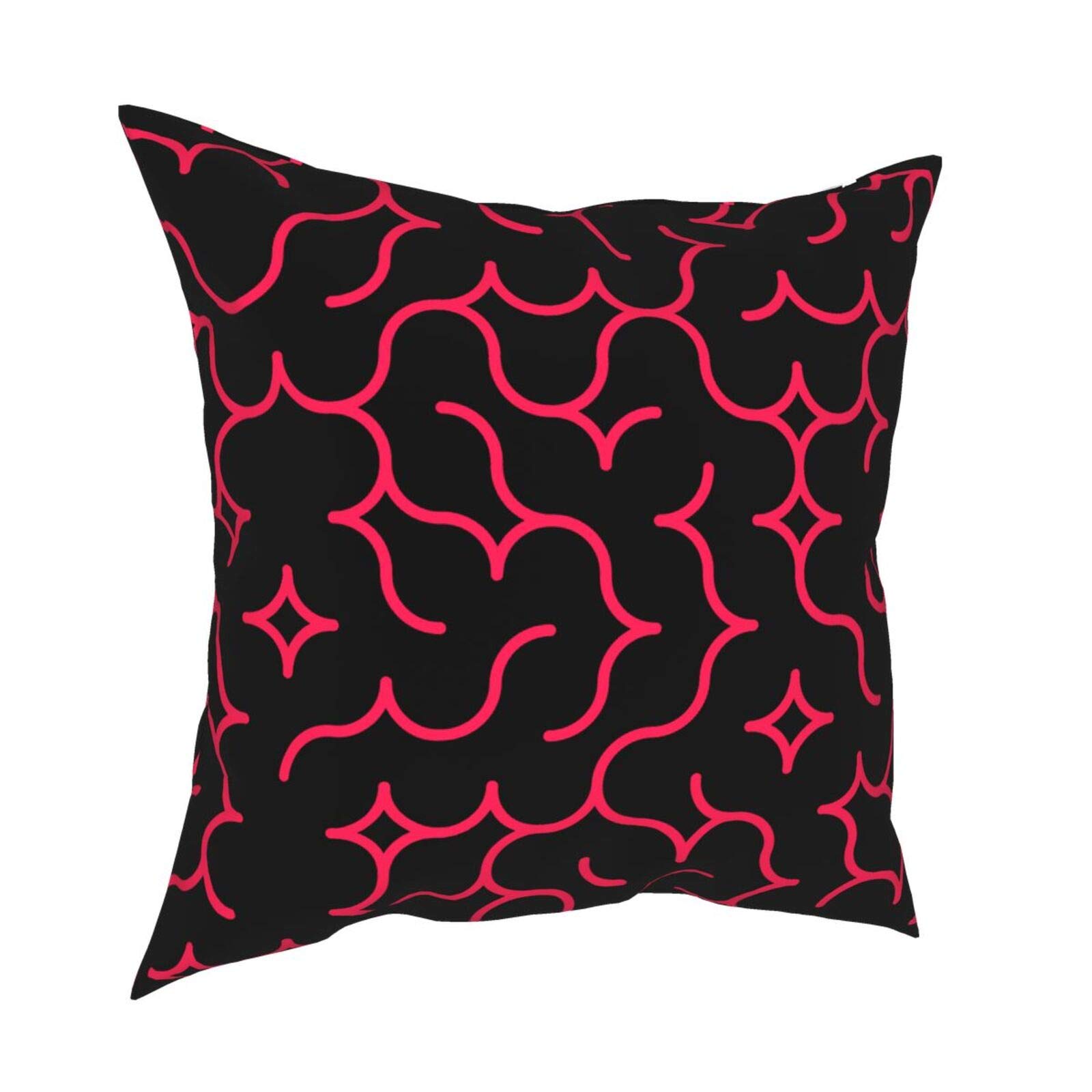 Black and Pink Random Arc Pattern Pillow Covers 12x12 Inch - Modern Decorative Throw Pillow Cases for Sofa, Bed, Couch & Car - Perfect for Home Decor, Outdoor Patio & Interior Design
