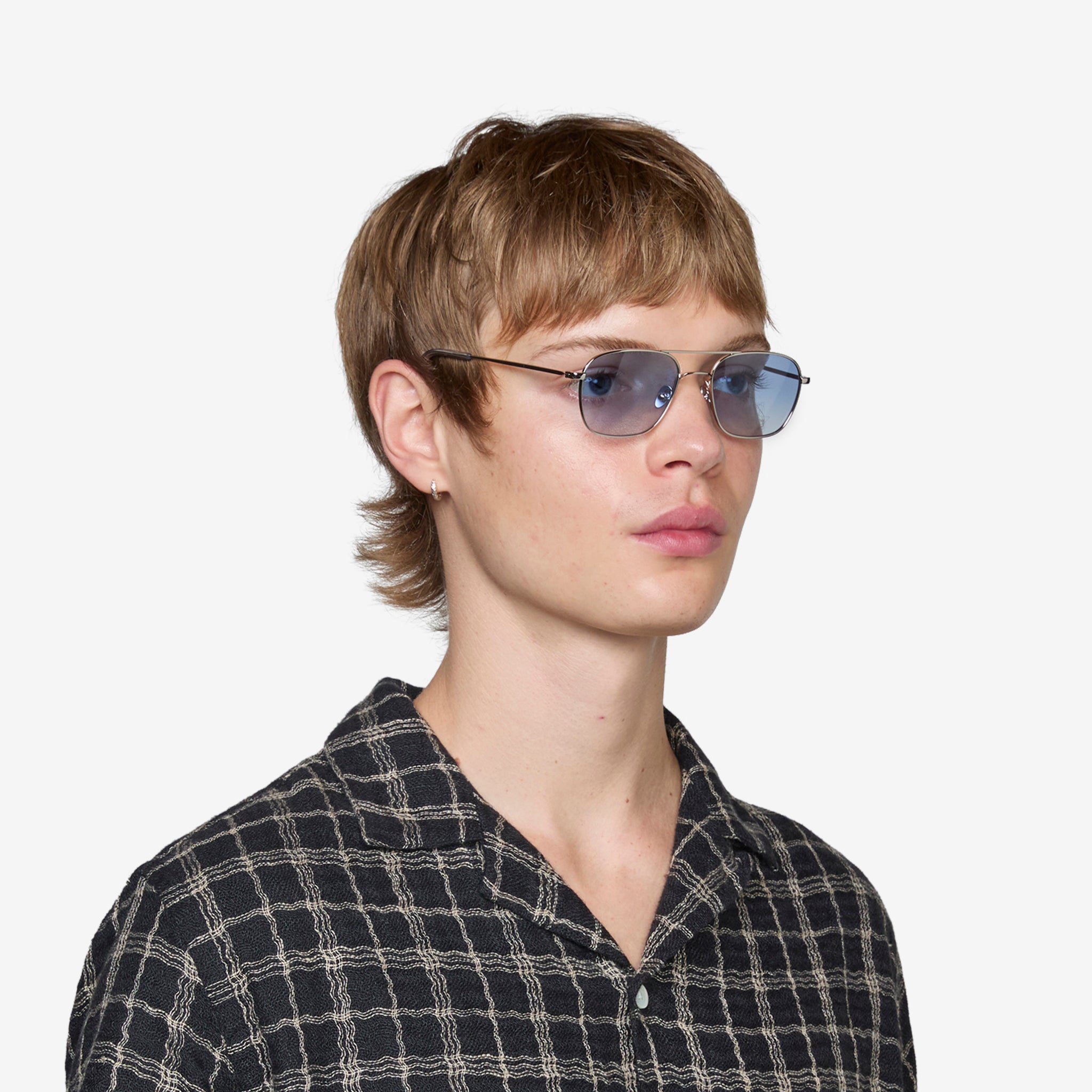Dion Silver Sunglasses with Blue Gradient Lens - Stylish UV Protection for Outdoor Activities, Driving, and Beach Vacations