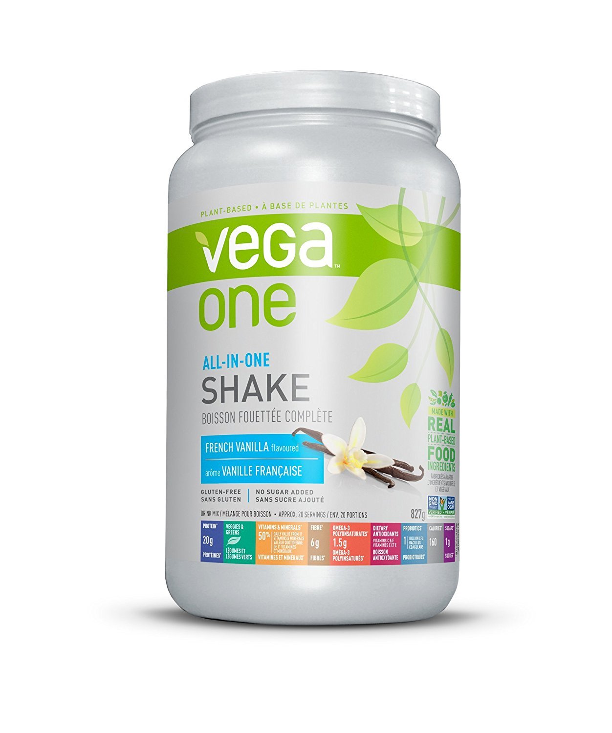 Vega All-in-One Vegan Protein Powder French Vanilla (20 Servings) - Plant-Based Superfood with Vitamins for Immunity Support, Keto & Paleo Friendly, Pea Protein Powder for Men & Women - 827g (Packaging May Vary) - Perfect for Post-Workout Recovery, Smoothies & Healthy Meal Replacement