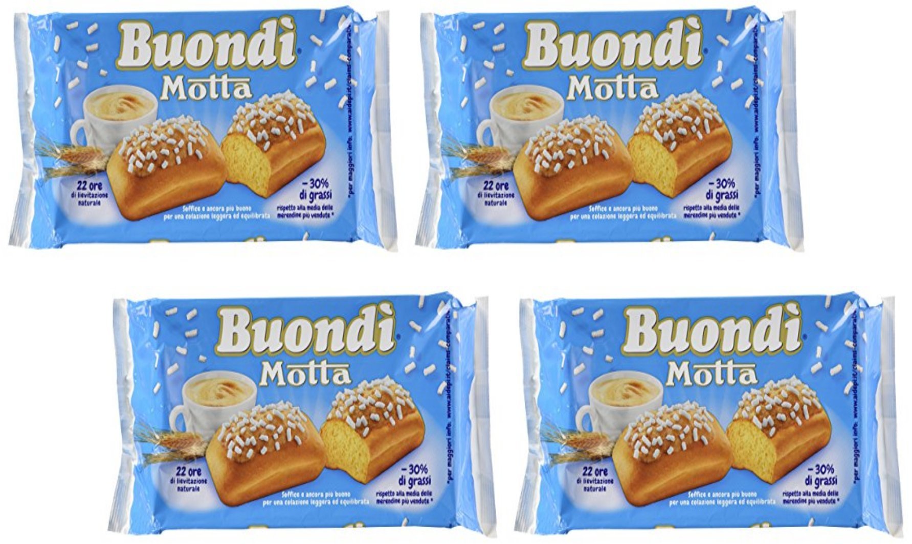 Buondì Classic Taste Snack Cakes - Italian Import (6 Cakes per Box, 200g/7.05oz) - Pack of 4 | Perfect for Breakfast, Office Snacks & Coffee Time