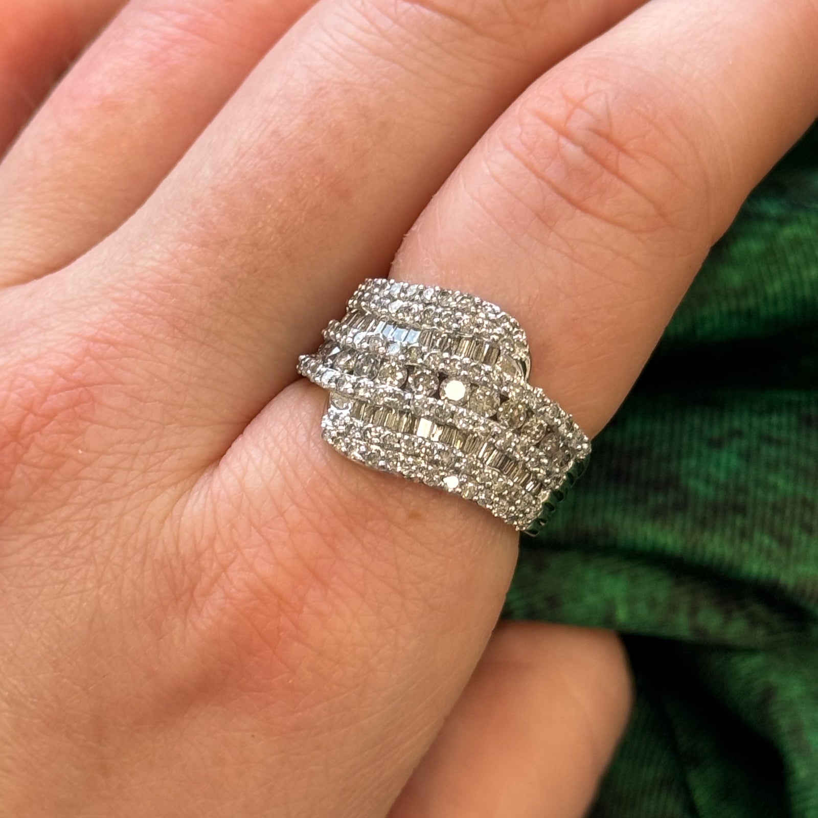 1.85ctw Diamond Waterfall Ring for Women - Size 7.25 | Elegant Dainty Stackable Wedding Band | Perfect for Engagement, Anniversary & Special Occasions