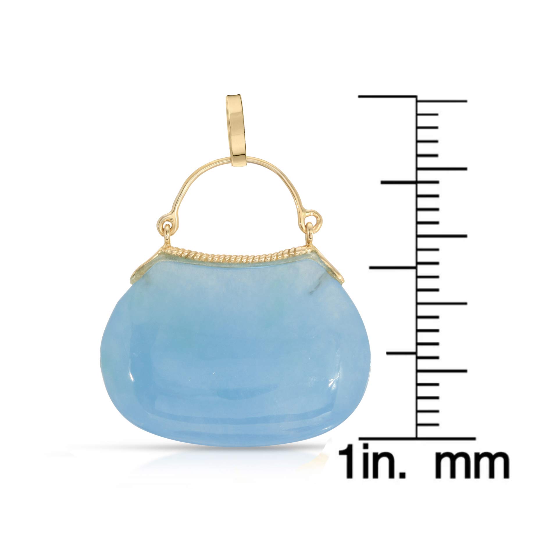 14K Yellow Gold Genuine Jade or Mother of Pearl Purse Pendant Necklace - Regalia by Ulti Ramos - Elegant Jewelry Gift for Women, Perfect for Parties, Weddings & Special Occasions