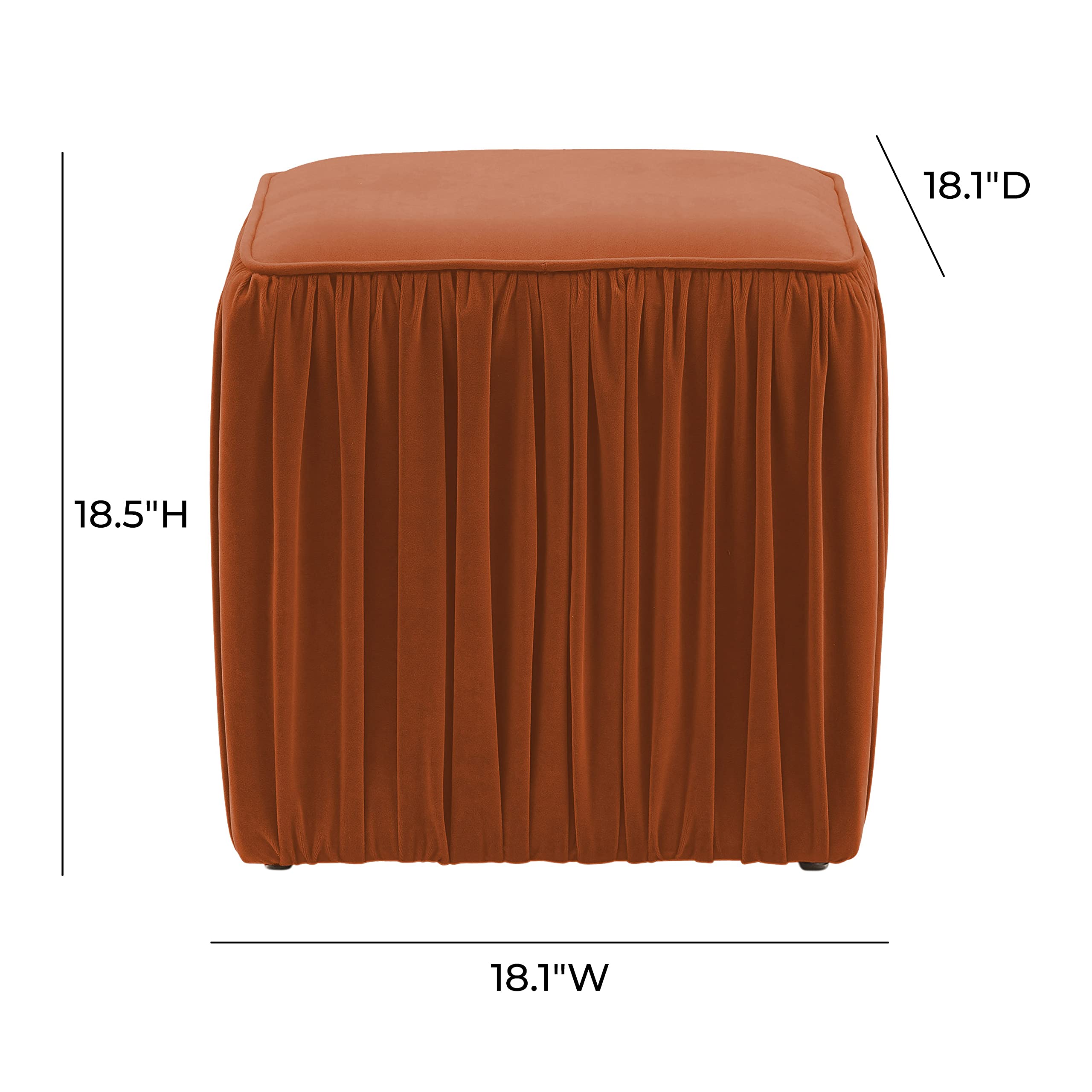 Tov Furniture Morgan Cognac Pleated Ottoman - Stylish Footrest & Storage Bench for Living Room, Bedroom & Home Decor (Cognac Brown) - Perfect for Small Spaces & Extra Seating