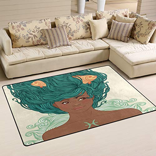 ALAZA Zodiac Girl African Rug 3'x5' for Living Room & Bedroom Decor