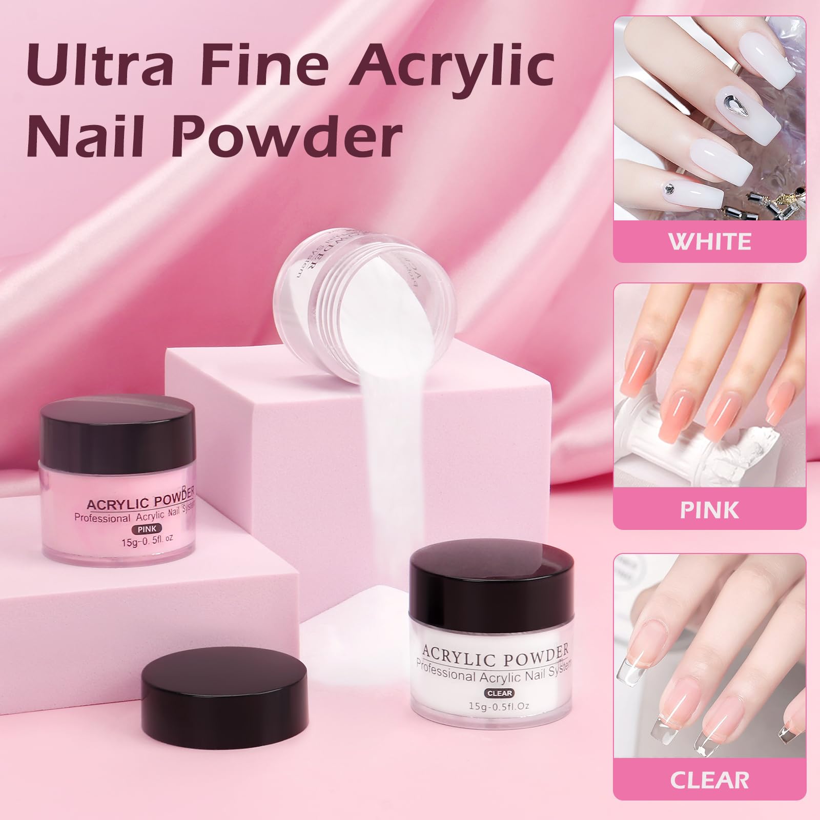 Professional Acrylic Nail Practice Hand - Fake Training Mannequin Hand with Nail Kit Set (Includes Acrylic Powder & Liquid) - Perfect for Nail Tech Students, Salon Practice & DIY Manicures at Home