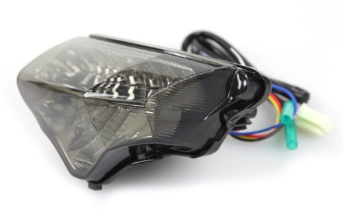 Smoke Lens Sequential LED Tail Lights for 2004-2009 Yamaha FZ6 Motorcycle - High Visibility Brake & Turn Signals for Night Riding & Custom Bike Builds