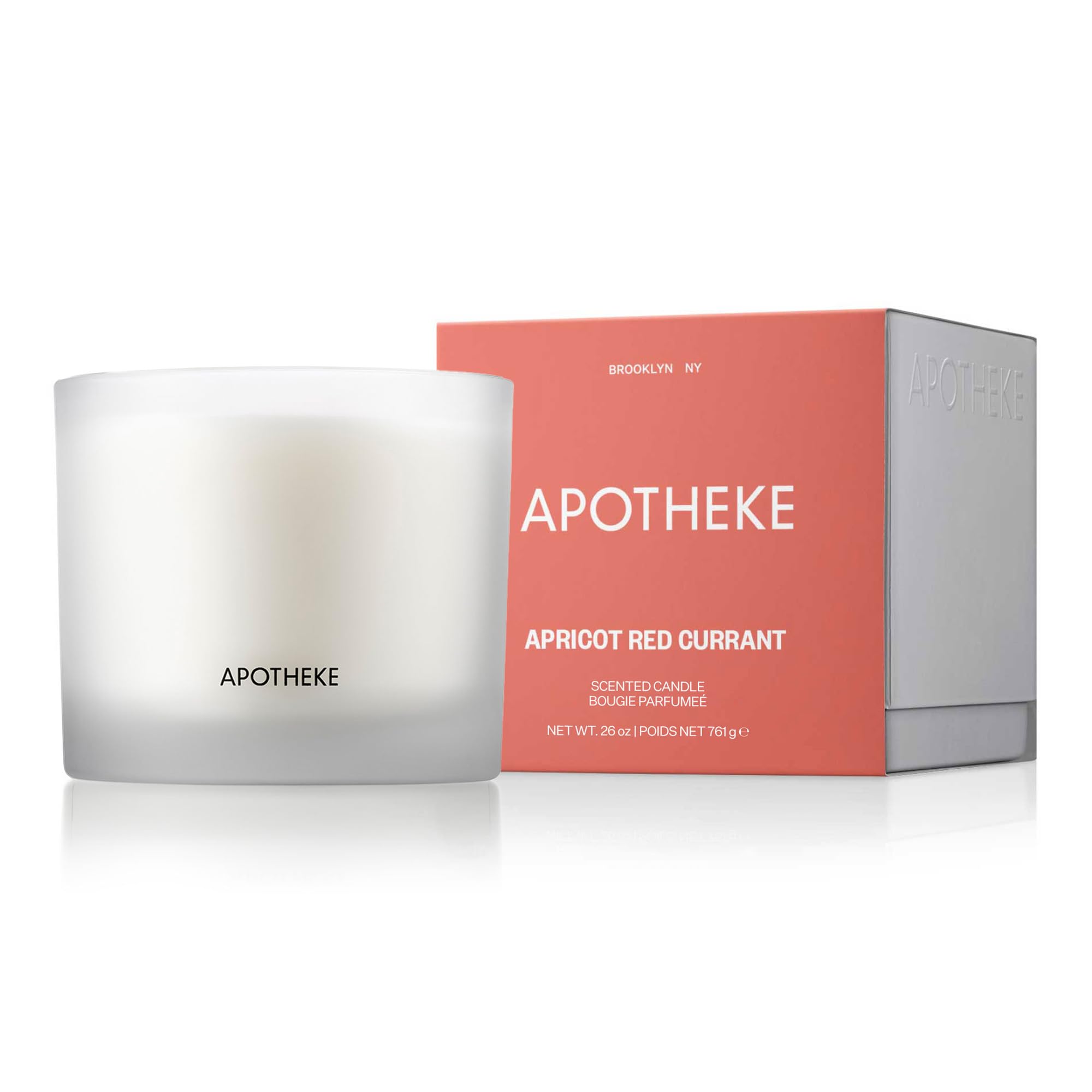 Apotheke 3-Wick Scented Soy Wax Candle - 26oz Long-Lasting Home Fragrance (120-140 Hours) with Apricot Red Currant, Grapefruit, Pomegranate & Sandalwood Notes - Perfect for Living Room, Bedroom, Bathroom & Relaxation