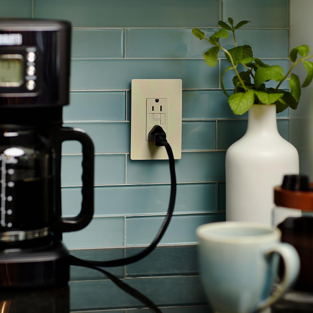 Legrand Radiant 1597I 15 Amp GFCI Self-Test Decorator Duplex Outlet, Ivory (1-Pack) - Perfect for Bathrooms, Kitchens & Outdoor Use, Weather-Resistant Electrical Outlet for Home Safety