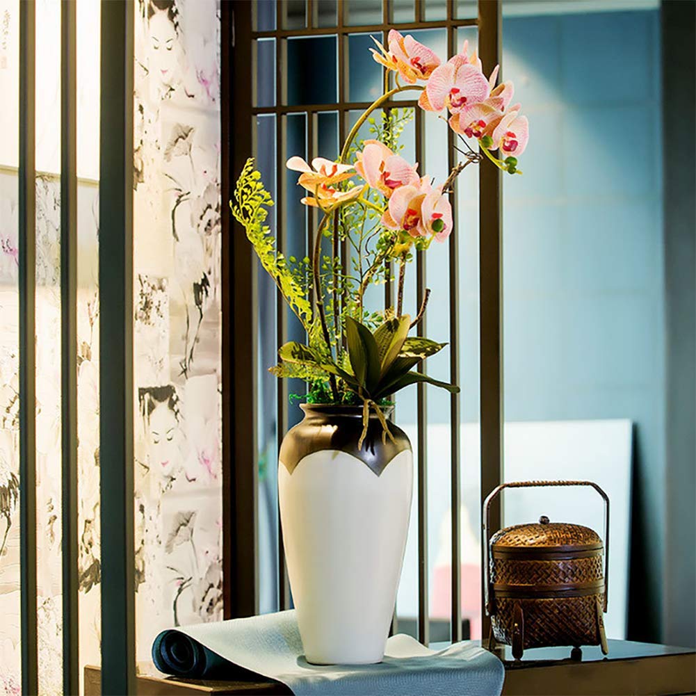 LYzpf Artificial Butterfly Orchid Flowers - Real Touch Fake Flower Bouquet with Vase, Potted Plant for Office Desk, Home & Wedding Decor - Perfect Housewarming Gift for New Home