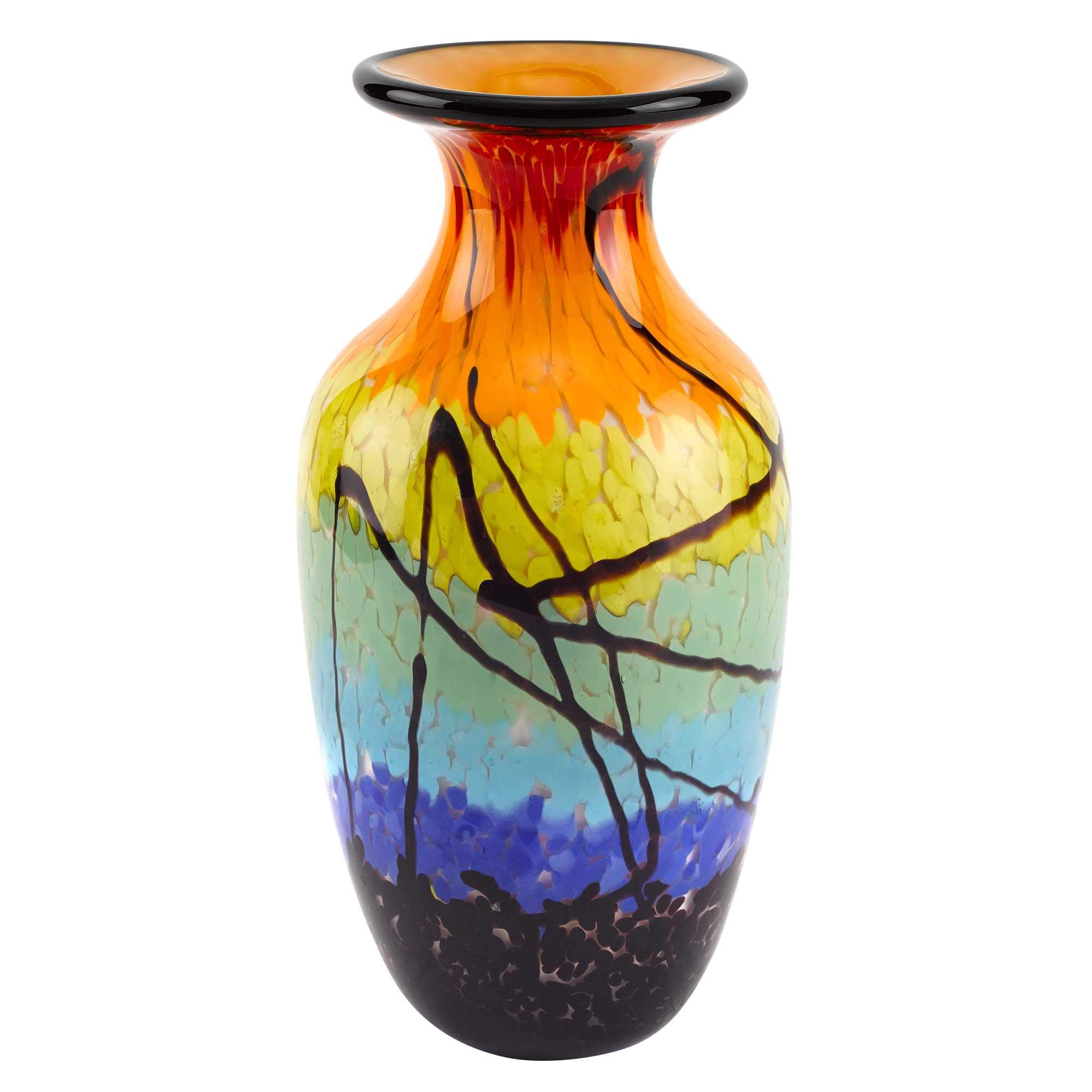 Handcrafted 10.5 Inch Mouth-Blown Art Glass Urn Vase - Elegant Home Decor for Living Room, Dining Table & Wedding Centerpieces | Unique Decorative Gift